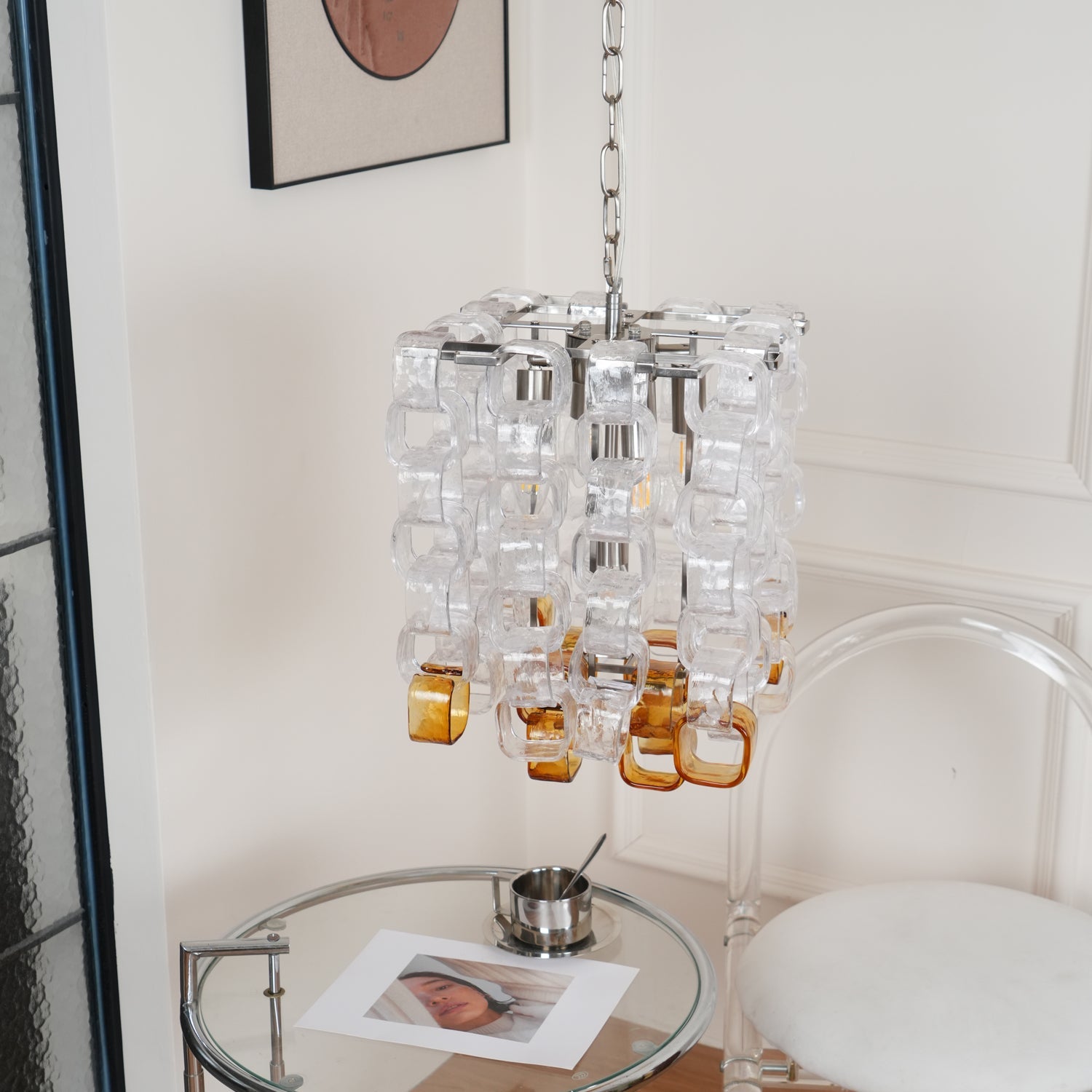 Aurora Chandelier Murano Glass Interlocking Geometric - Blowlighting