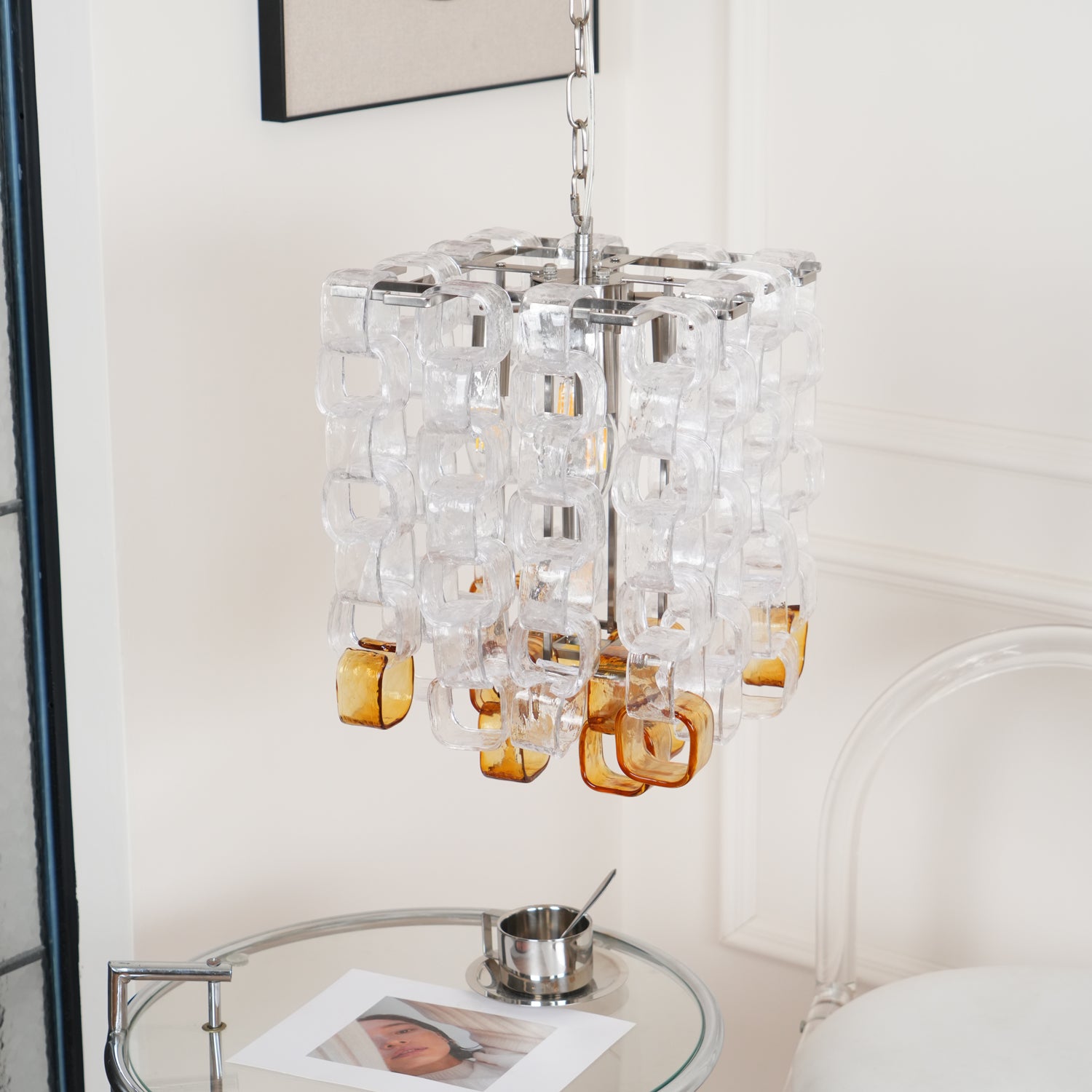 Aurora Chandelier Murano Glass Interlocking Geometric - Blowlighting