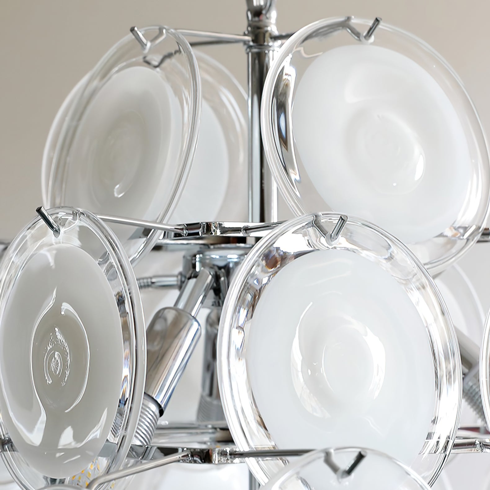 Aurora Chandelier White Murano Glass Discs Cluster - Blowlighting