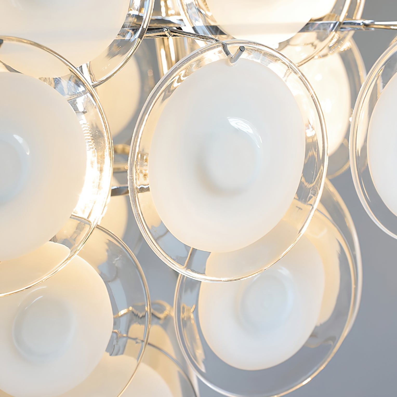 Aurora Chandelier White Murano Glass Discs Cluster - Blowlighting