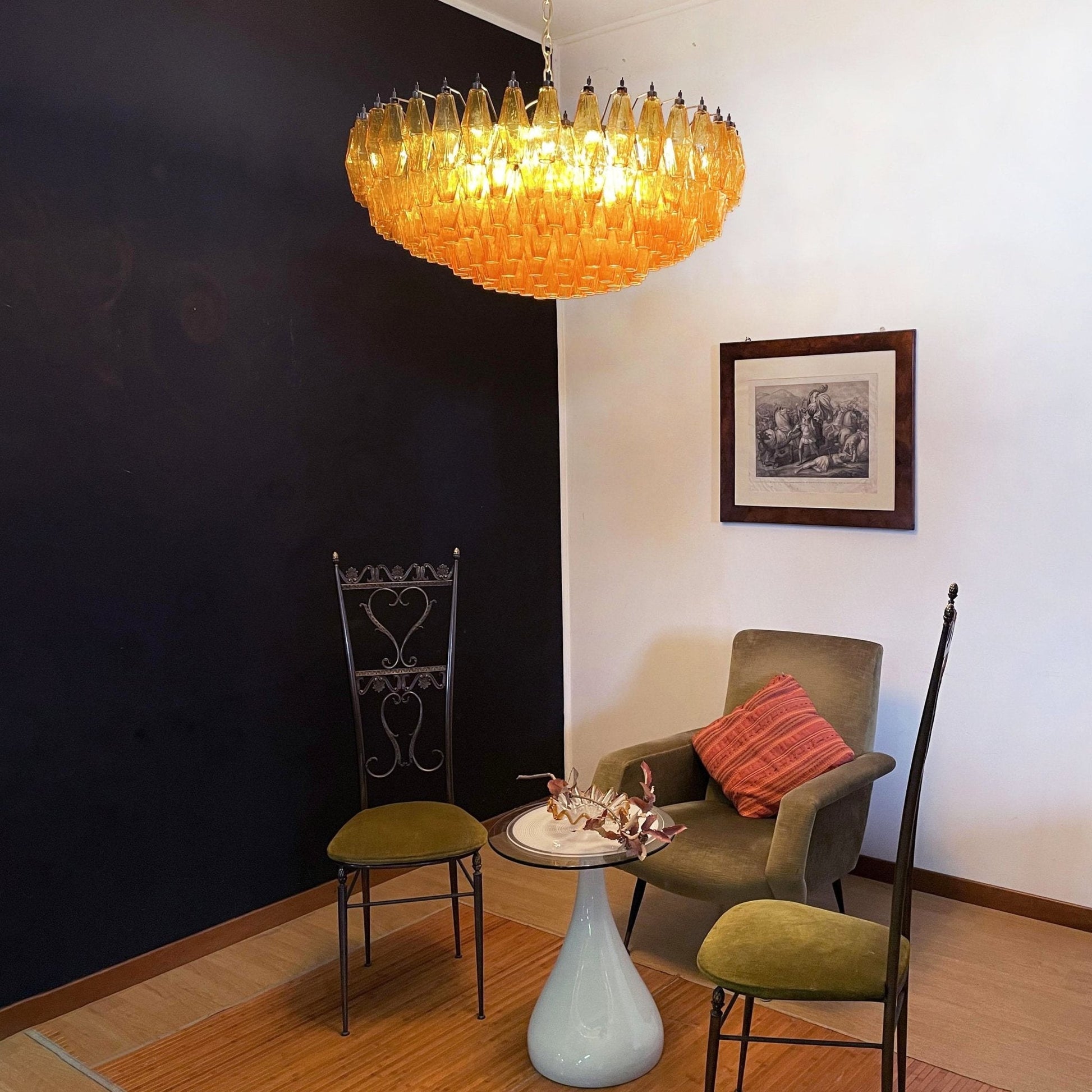 Murano Chandelier Amber Layered Oval - Blowlighting