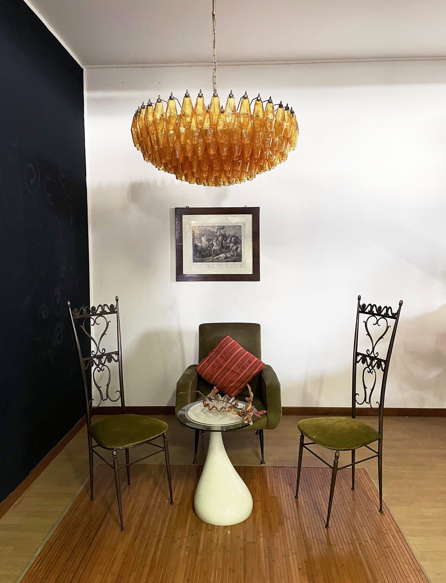 Murano Chandelier Amber Layered Oval - Blowlighting