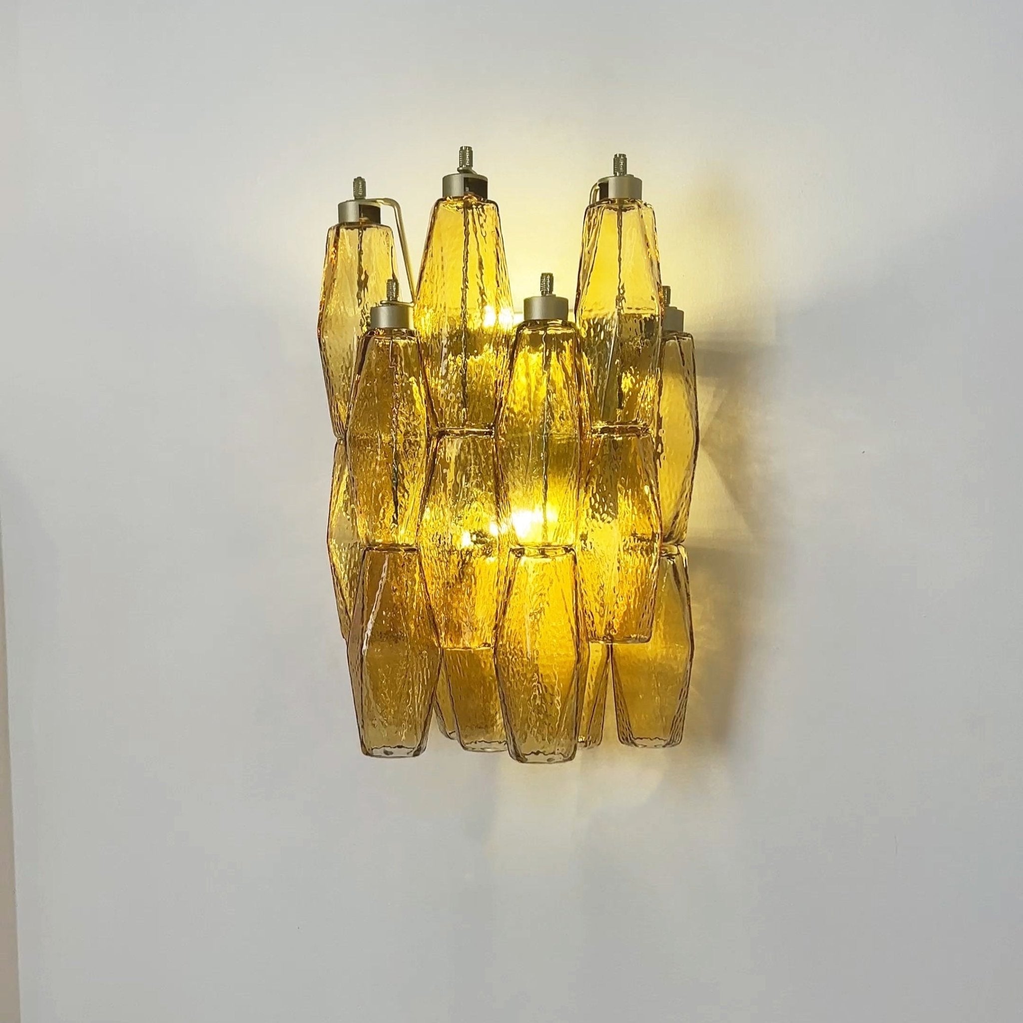 Aurora Wall Lamp Amber Rhombus Glass Geometric Murano Warmth - Blowlighting