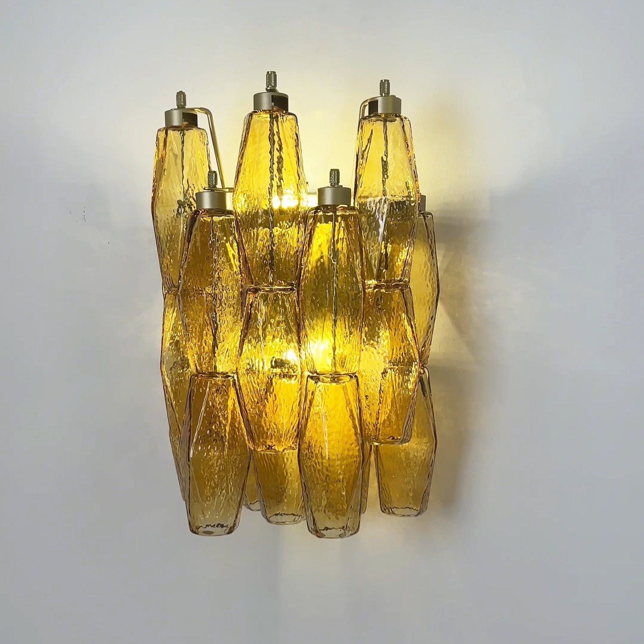 Aurora Wall Lamp Amber Rhombus Glass Geometric Murano Warmth - Blowlighting