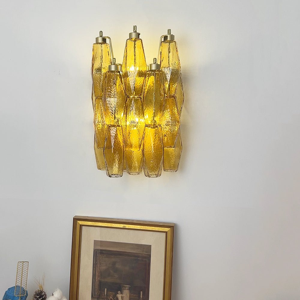 Aurora Wall Lamp Amber Rhombus Glass Geometric Murano Warmth - Blowlighting
