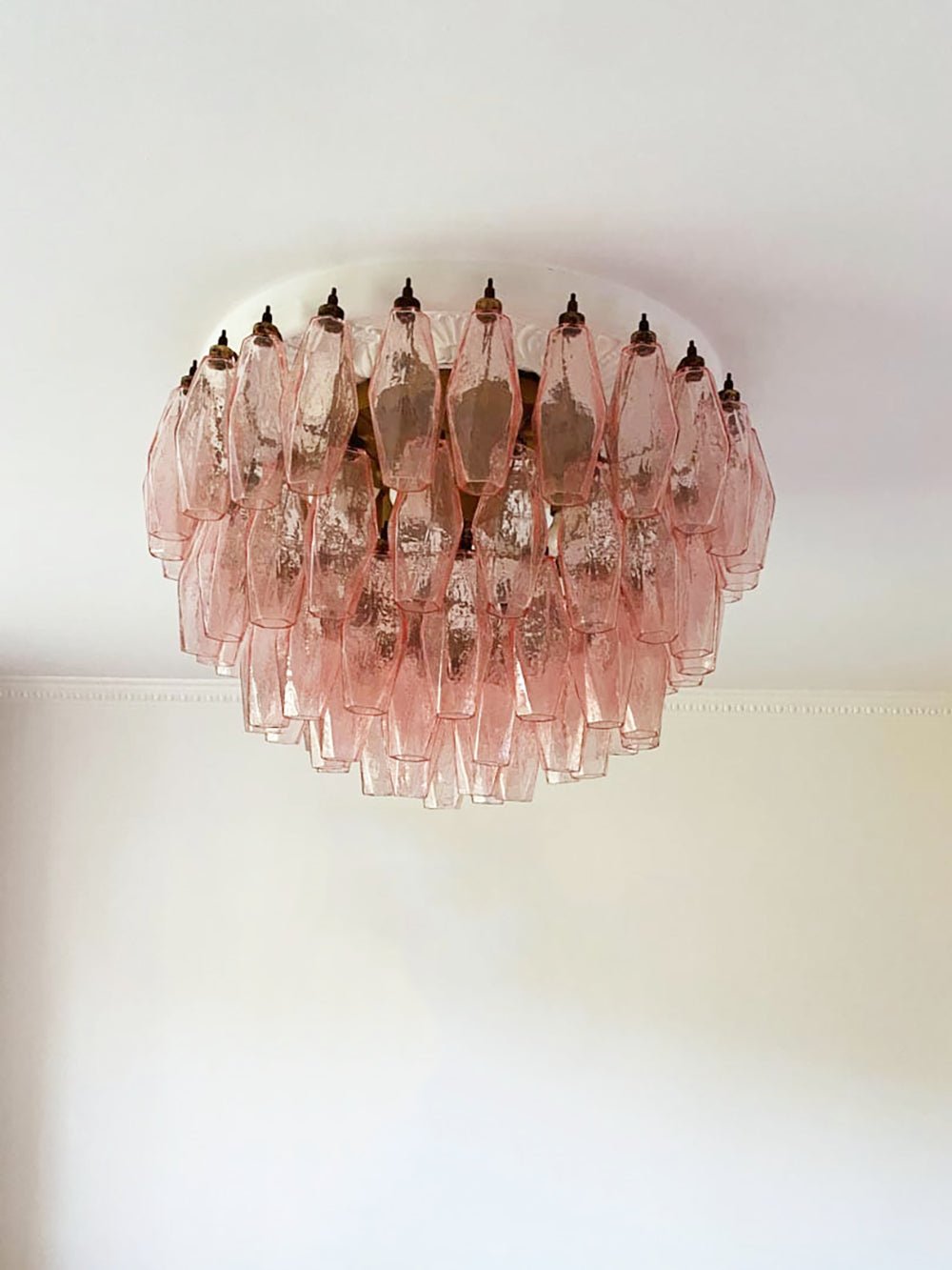Aurora Ceiling Lamp Pink Rhombus Glass Layered Vintage Elegance - Blowlighting