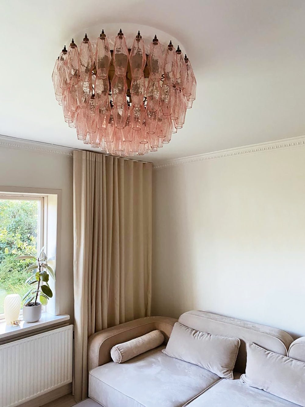 Aurora Ceiling Lamp Pink Rhombus Glass Layered Vintage Elegance - Blowlighting