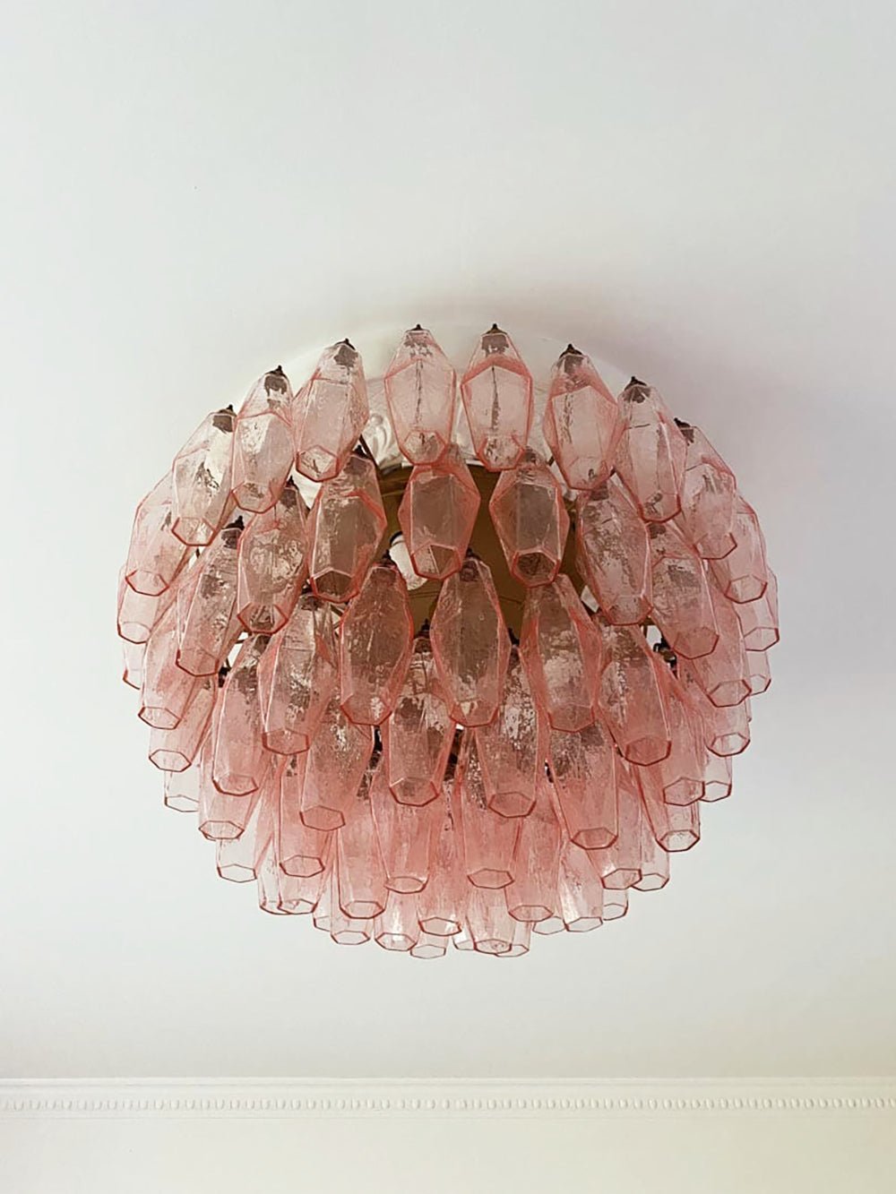 Aurora Ceiling Lamp Pink Rhombus Glass Layered Vintage Elegance - Blowlighting
