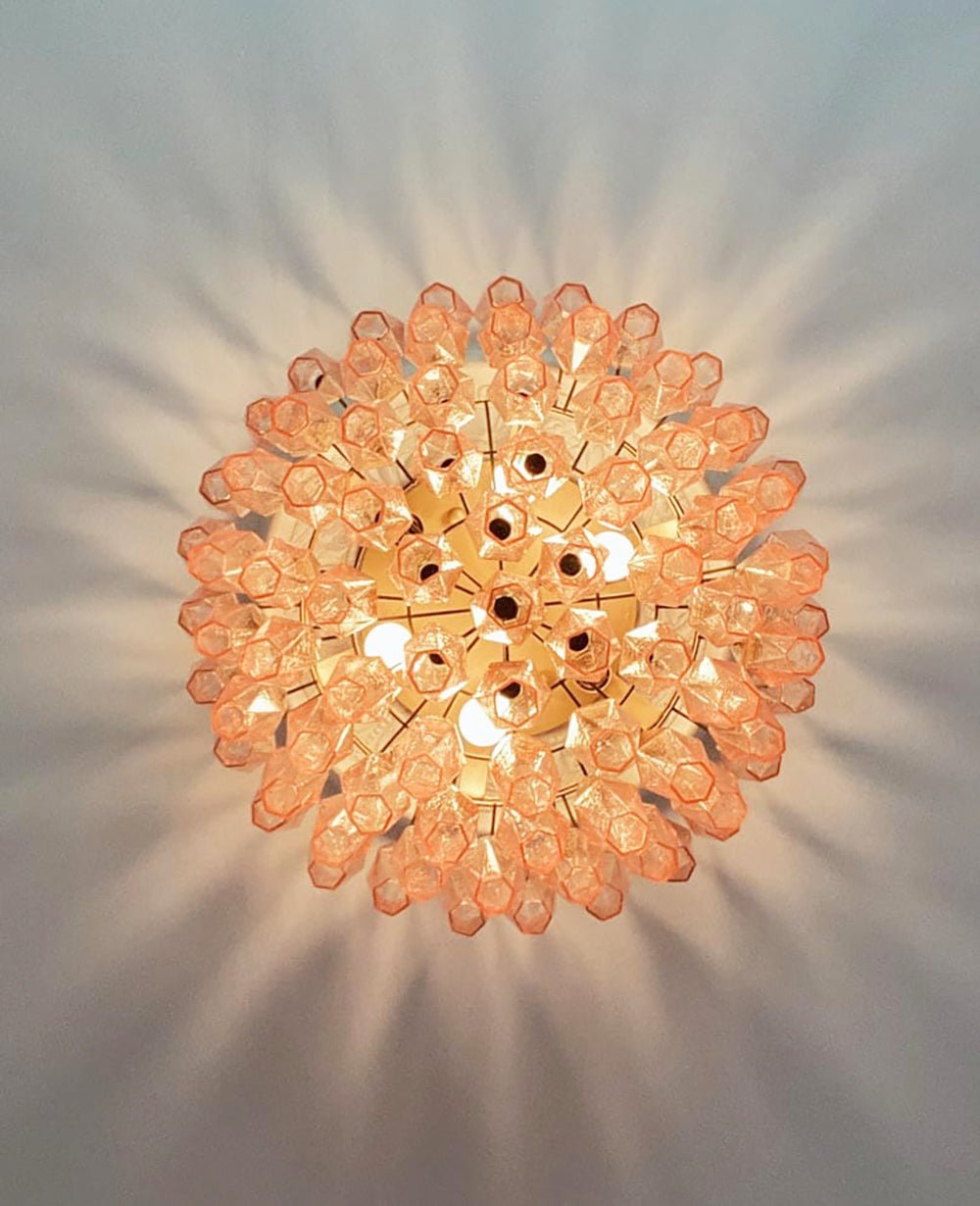 Aurora Ceiling Lamp Pink Rhombus Glass Layered Vintage Elegance - Blowlighting