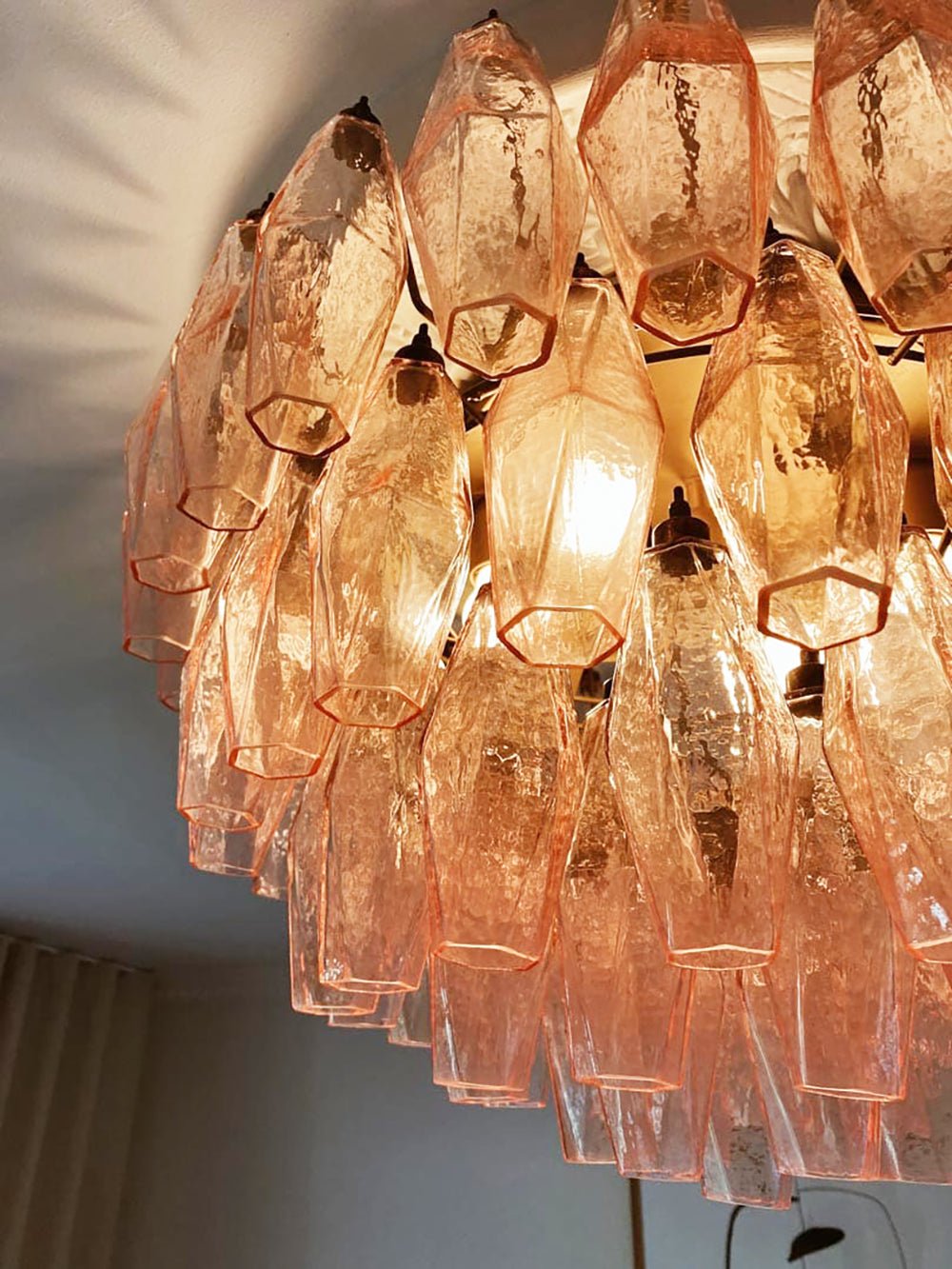 Aurora Ceiling Lamp Pink Rhombus Glass Layered Vintage Elegance - Blowlighting