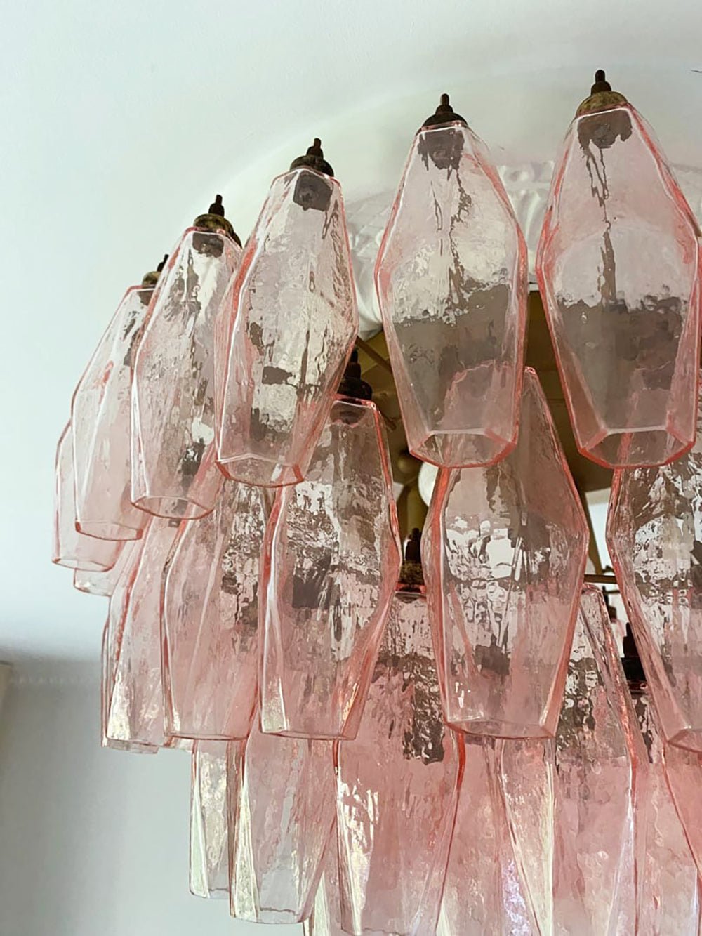 Aurora Ceiling Lamp Pink Rhombus Glass Layered Vintage Elegance - Blowlighting