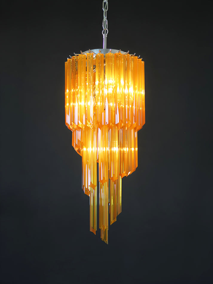 Aurora Chandelier Spiral Pink Prism Tiered - Blowlighting