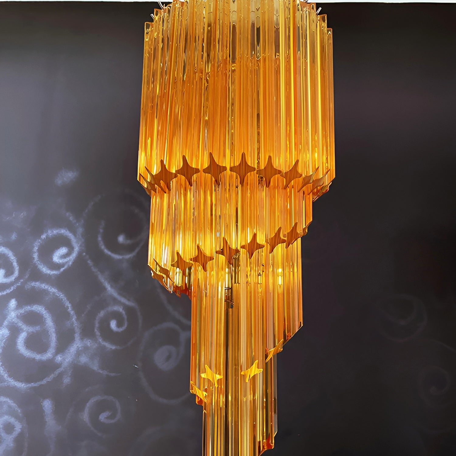 Aurora Chandelier Spiral Pink Prism Tiered - Blowlighting