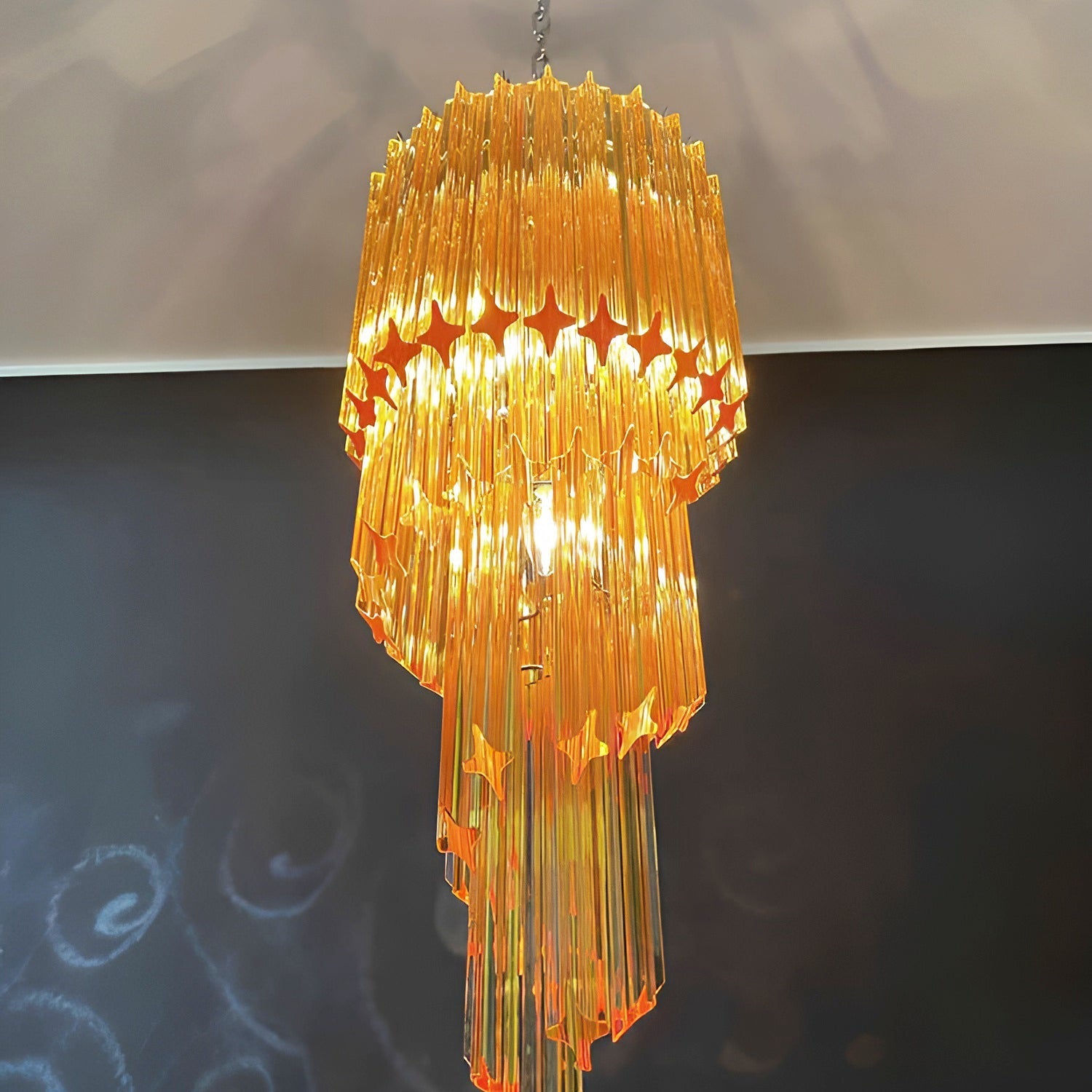 Aurora Chandelier Spiral Pink Prism Tiered - Blowlighting
