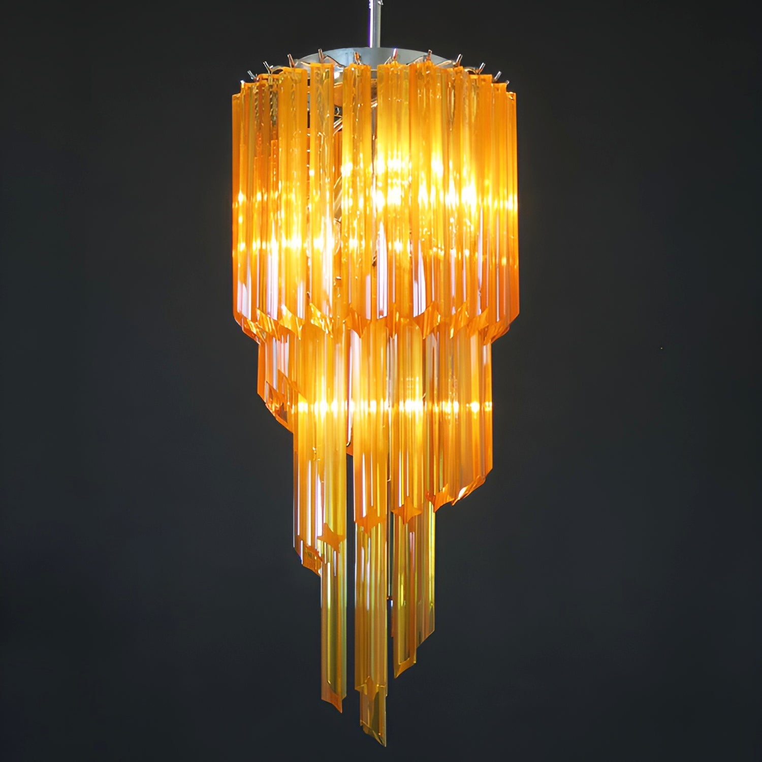Aurora Chandelier Spiral Pink Prism Tiered - Blowlighting