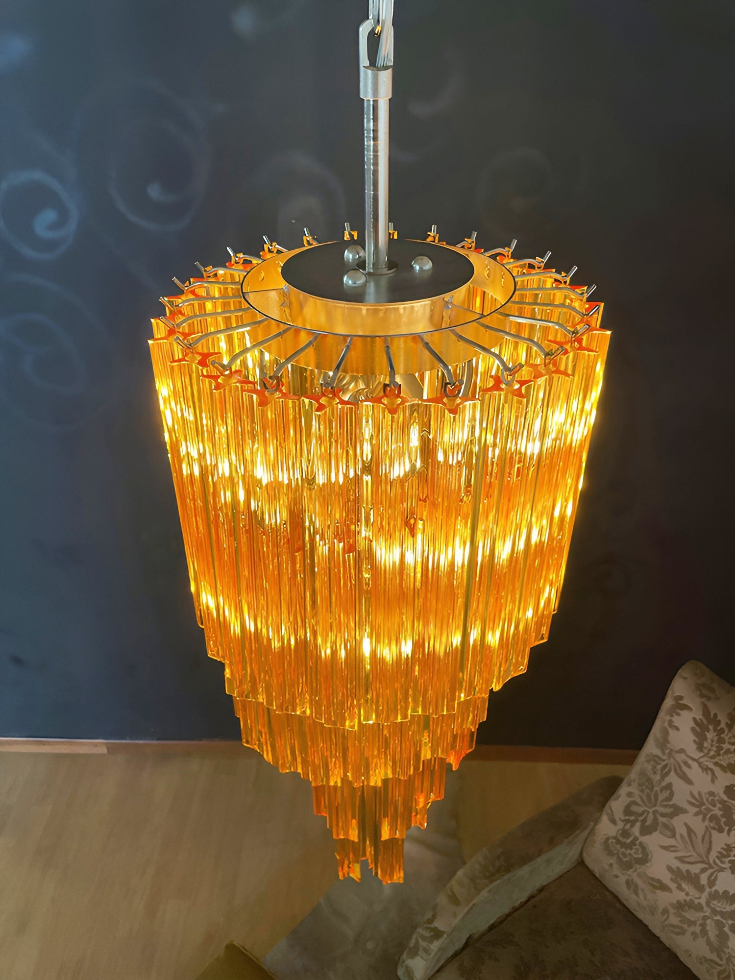 Aurora Chandelier Spiral Pink Prism Tiered - Blowlighting