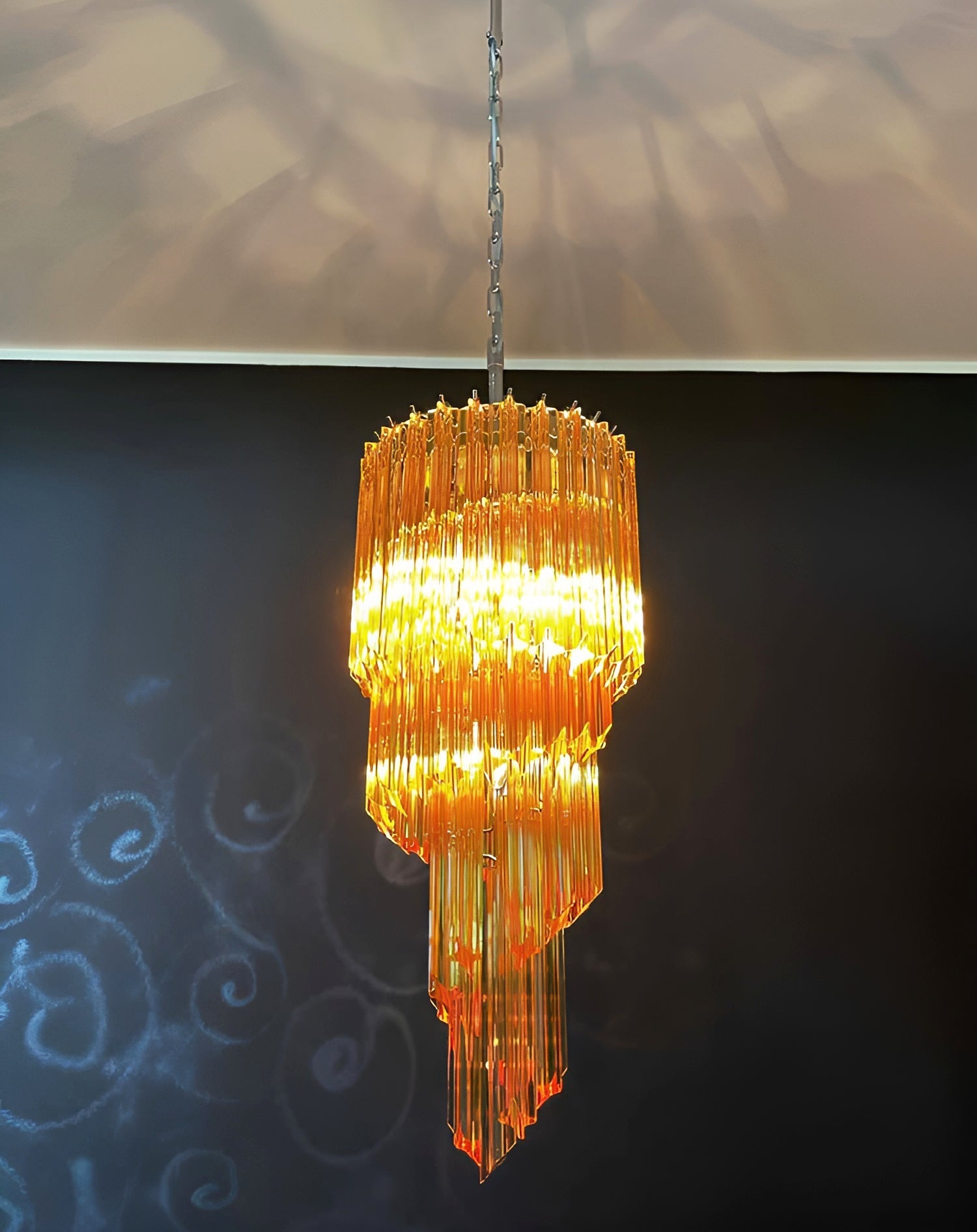 Aurora Chandelier Spiral Pink Prism Tiered - Blowlighting