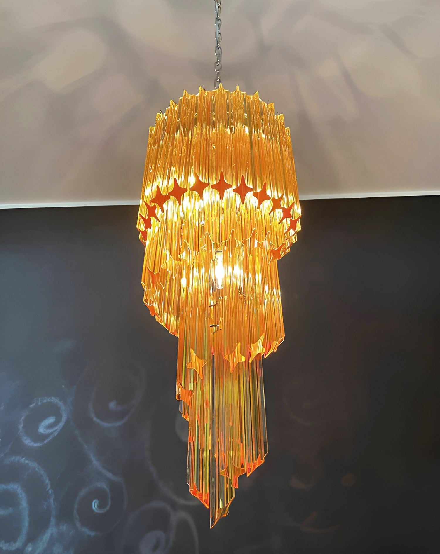 Aurora Chandelier Spiral Pink Prism Tiered - Blowlighting