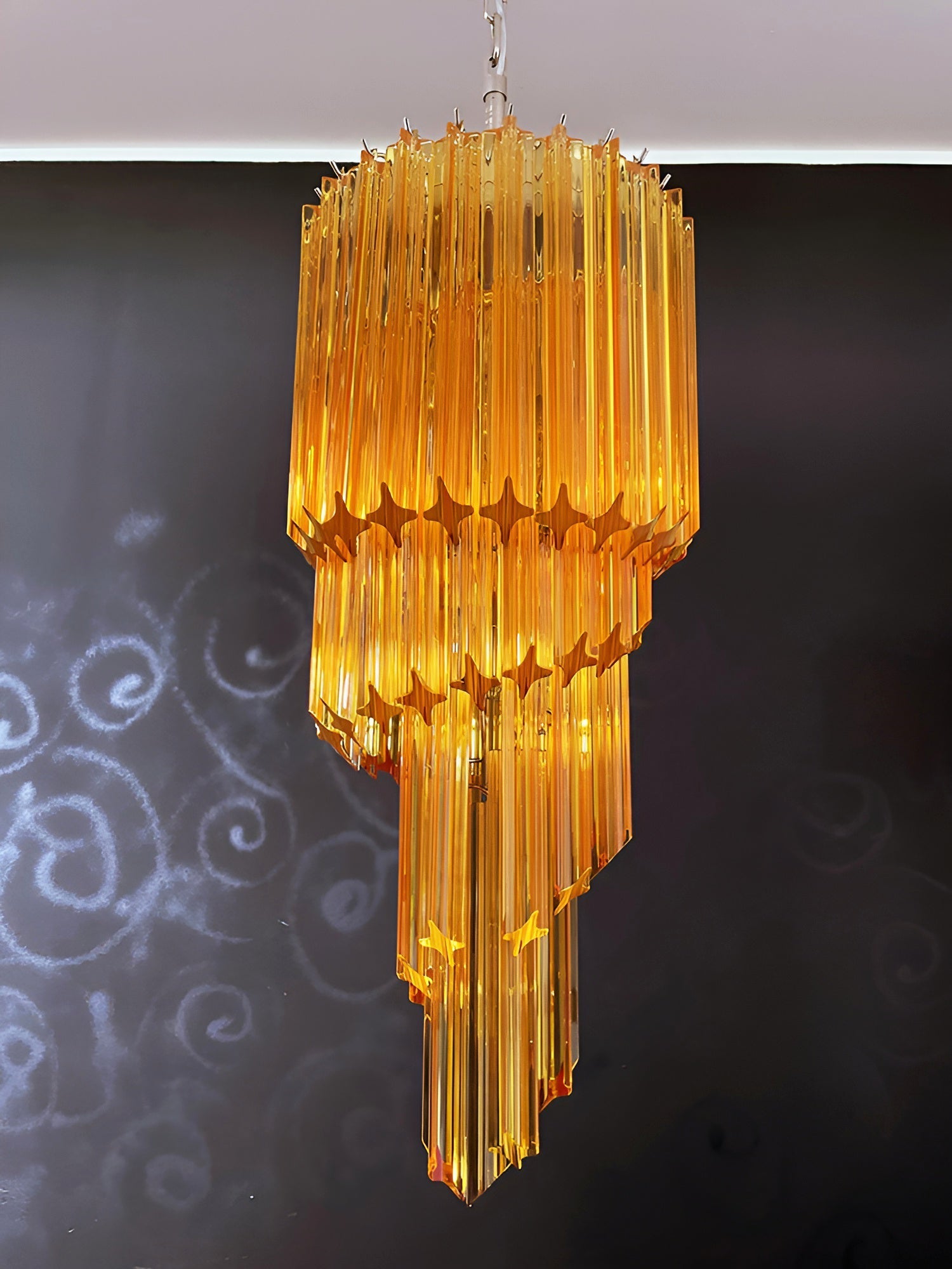 Aurora Chandelier Spiral Pink Prism Tiered - Blowlighting