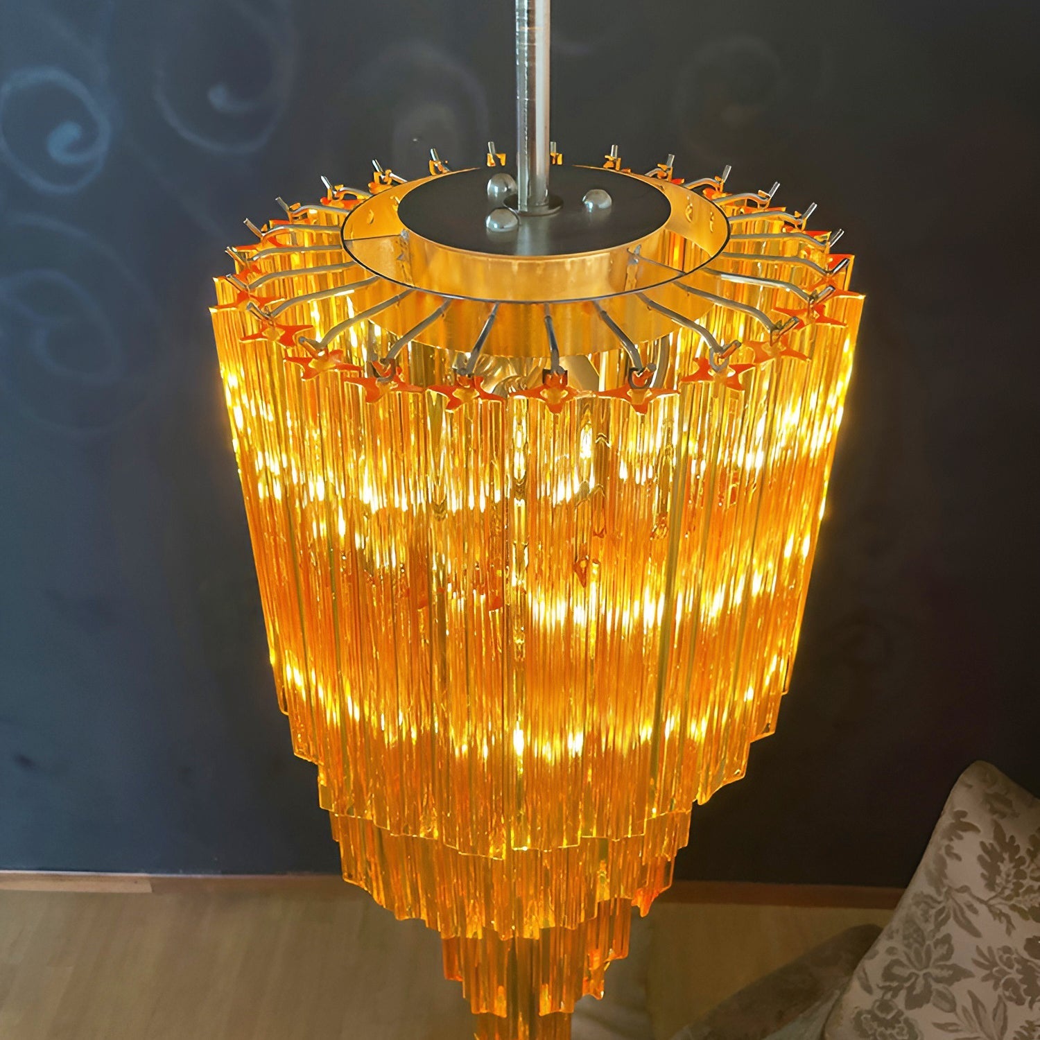 Aurora Chandelier Spiral Pink Prism Tiered - Blowlighting