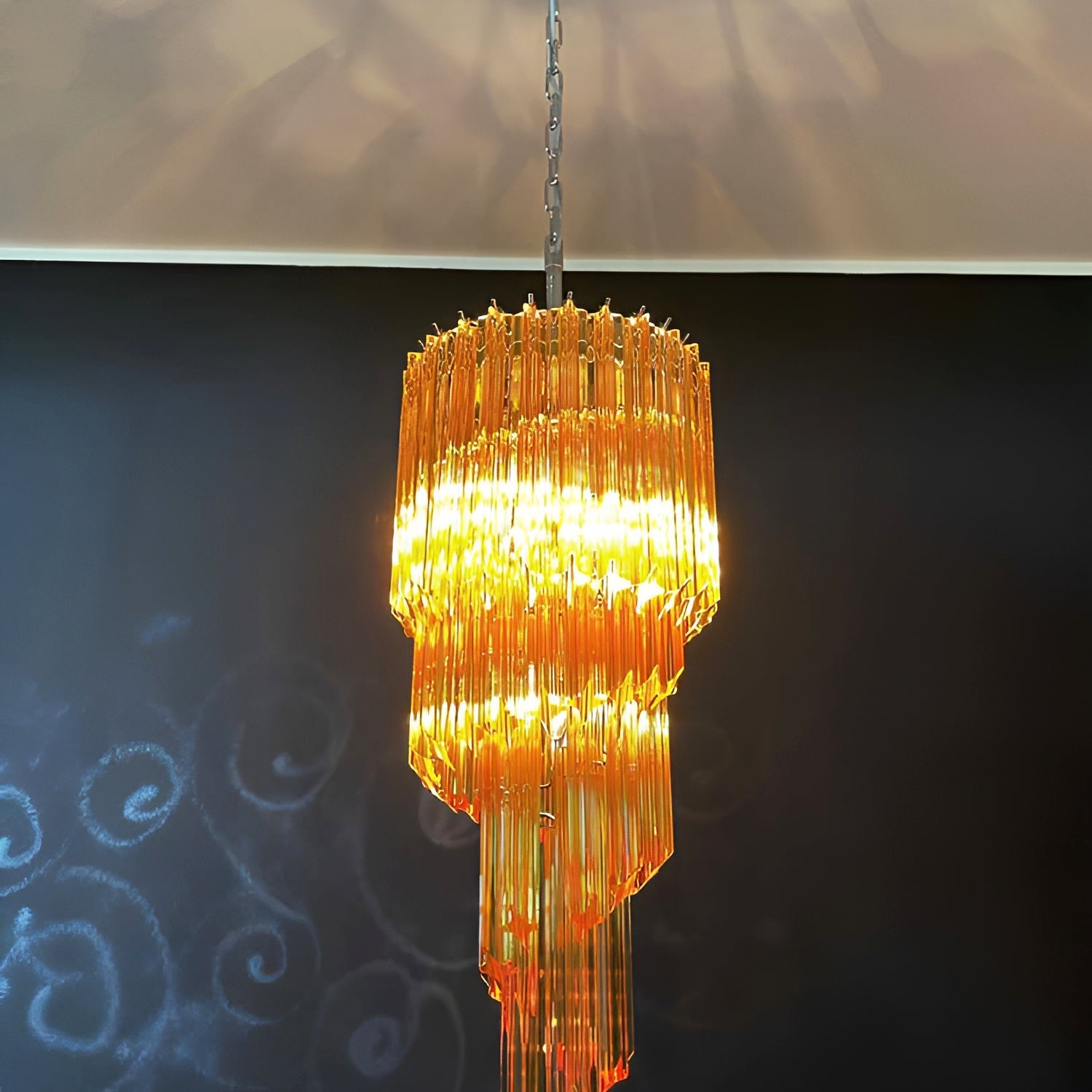 Aurora Chandelier Spiral Pink Prism Tiered - Blowlighting