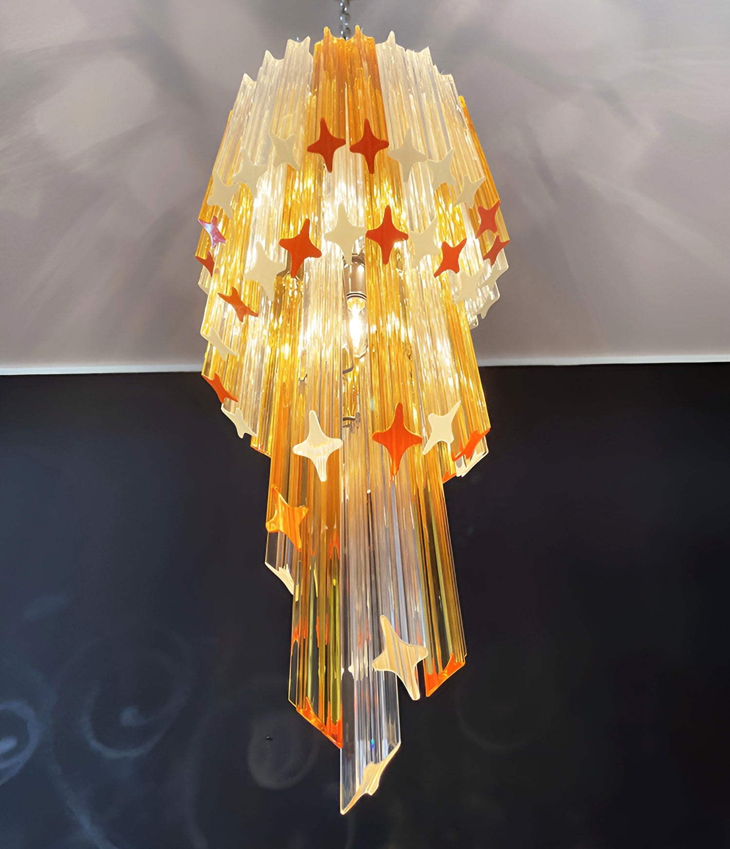 Aurora Chandelier Spiral Pink Prism Tiered - Blowlighting