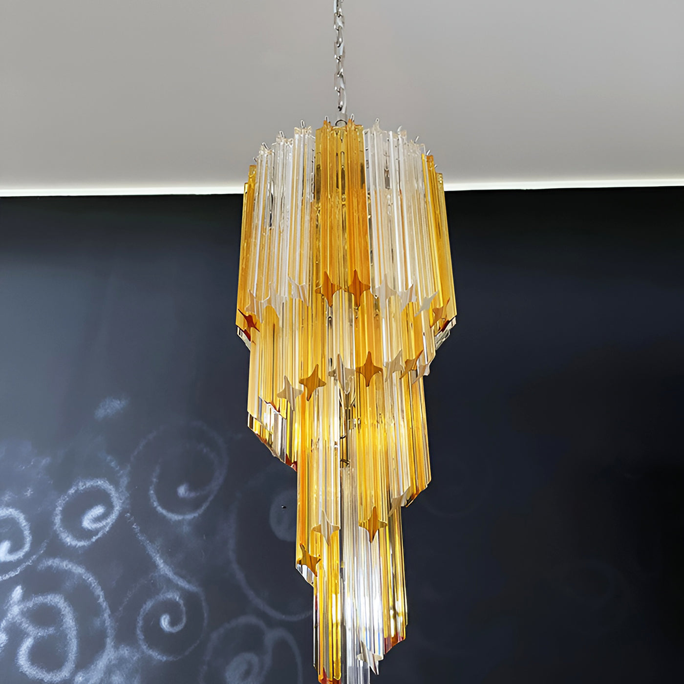 Aurora Chandelier Spiral Pink Prism Tiered - Blowlighting