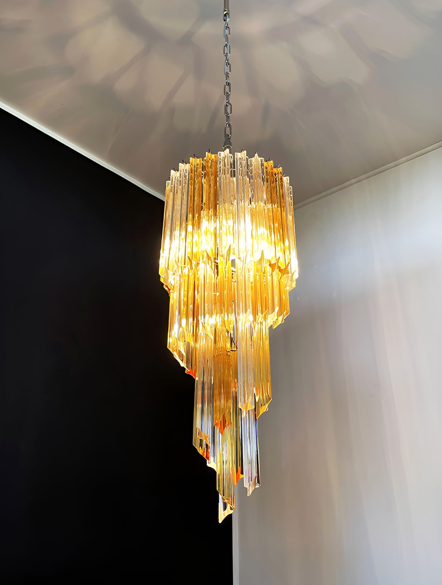 Aurora Chandelier Spiral Pink Prism Tiered - Blowlighting