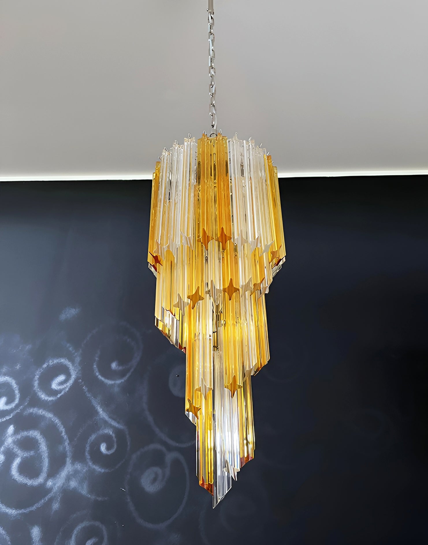 Aurora Chandelier Spiral Pink Prism Tiered - Blowlighting