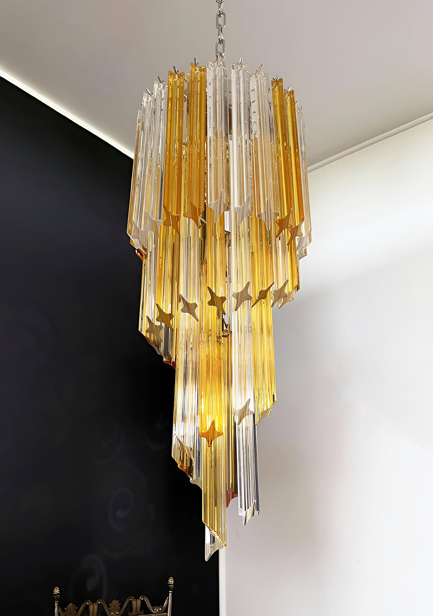 Aurora Chandelier Spiral Pink Prism Tiered - Blowlighting