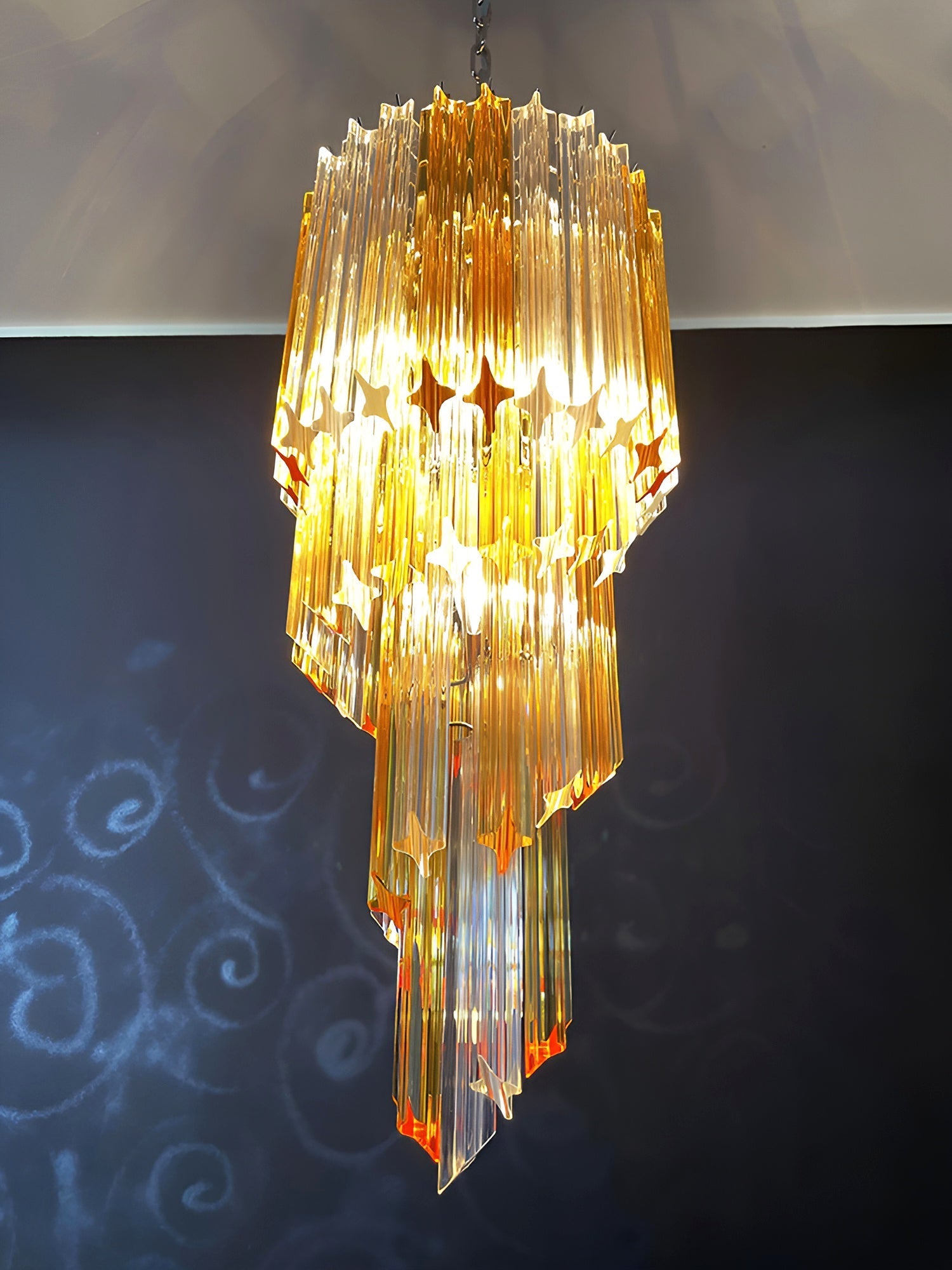Aurora Chandelier Spiral Pink Prism Tiered - Blowlighting