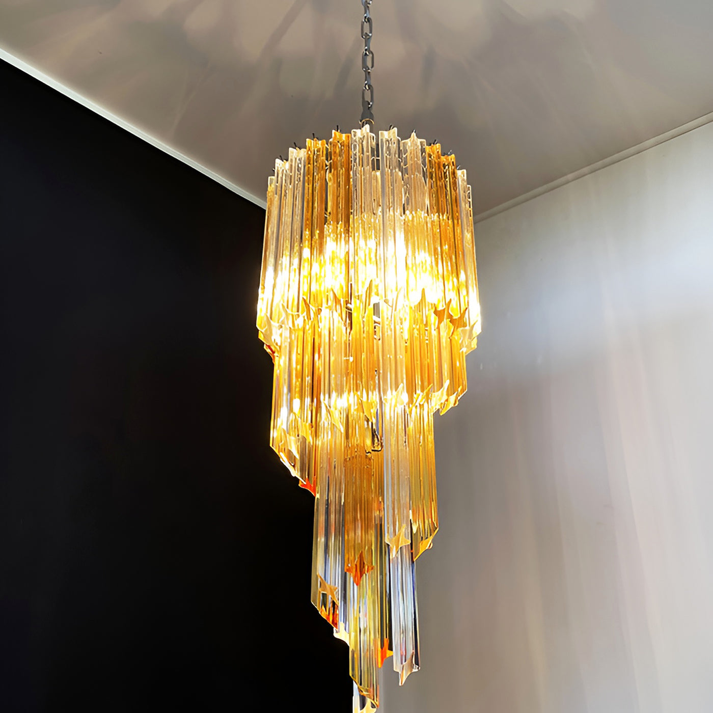 Aurora Chandelier Spiral Pink Prism Tiered - Blowlighting