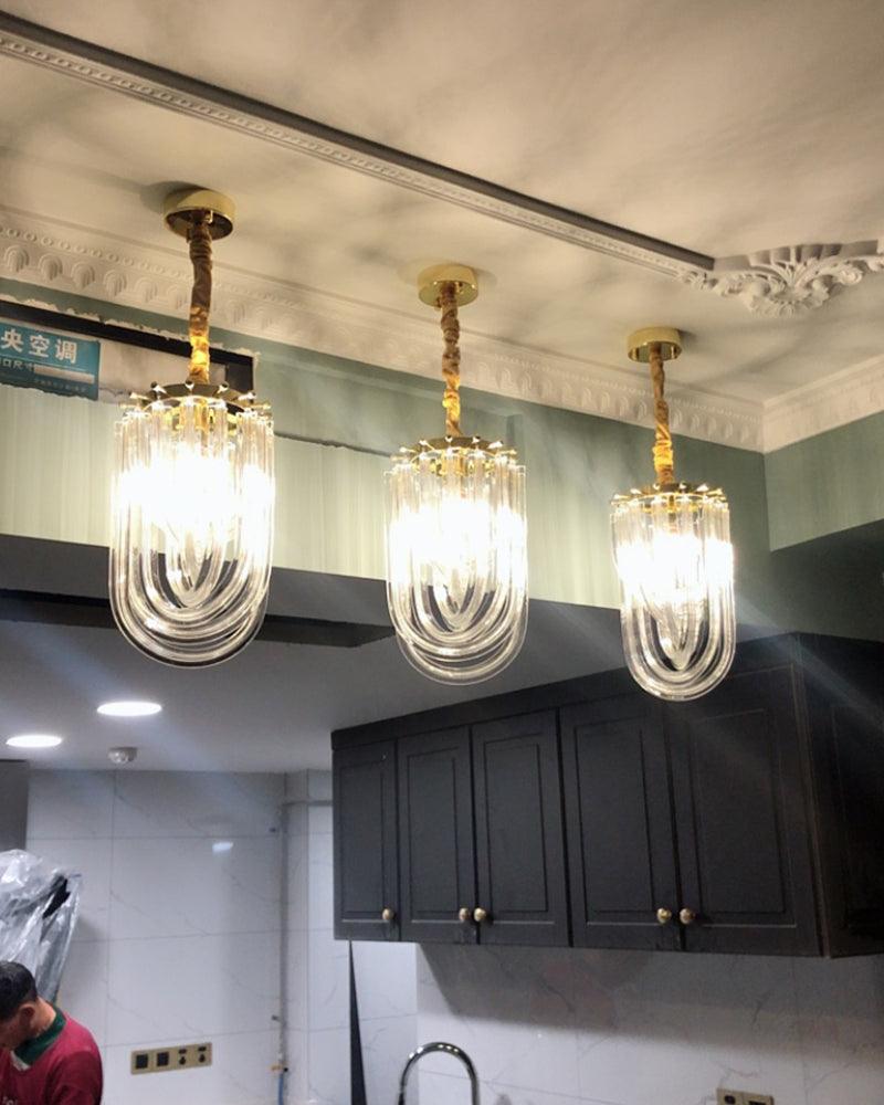 Aurora Chandelier Clear Curved Tiered - Blowlighting
