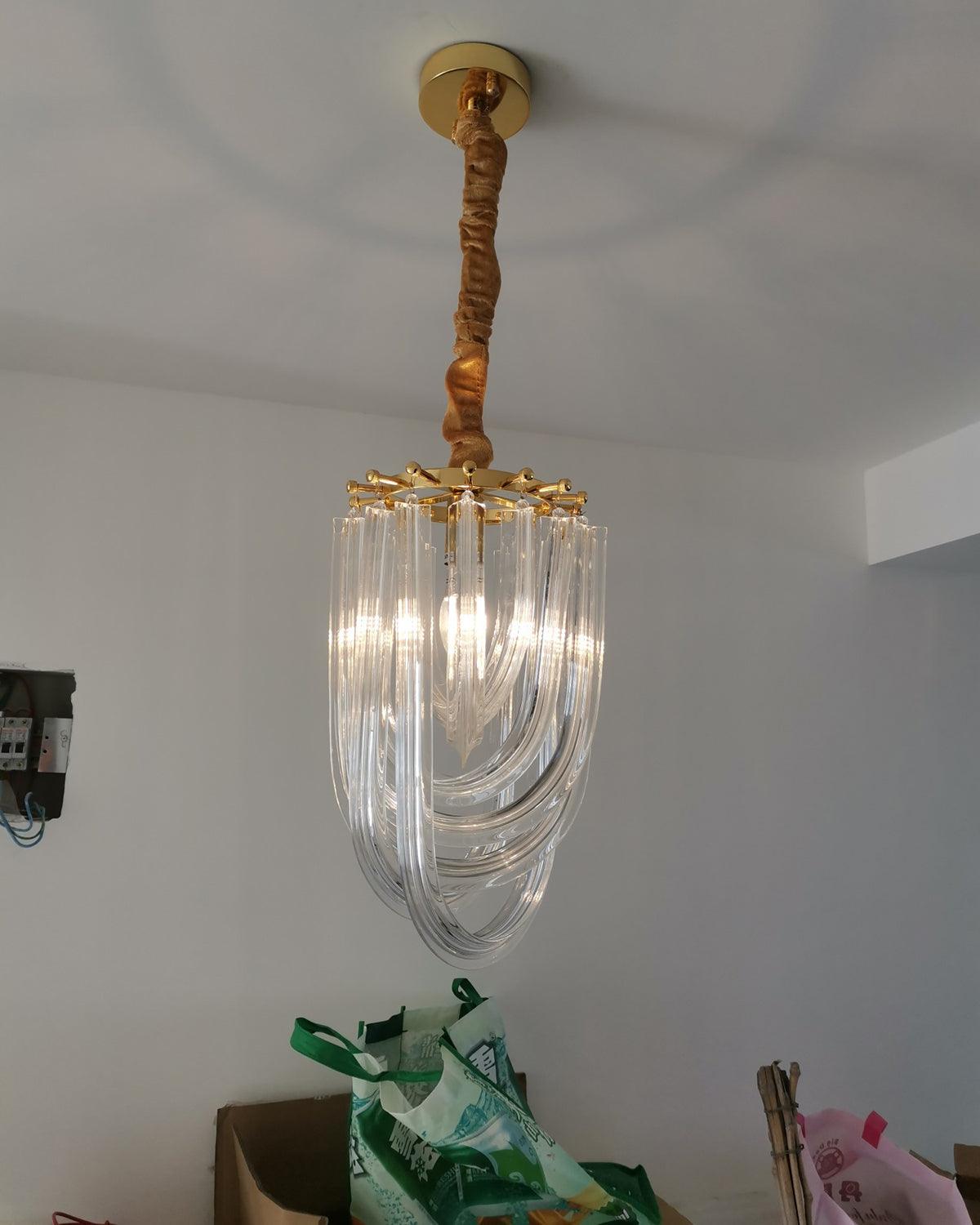 Aurora Chandelier Clear Curved Tiered - Blowlighting
