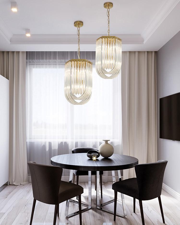 Aurora Chandelier Clear Curved Tiered - Blowlighting
