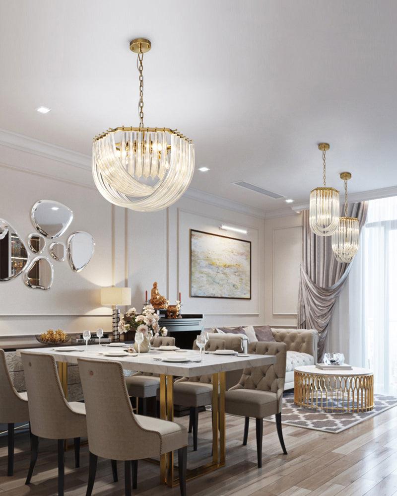 Aurora Chandelier Clear Curved Tiered - Blowlighting