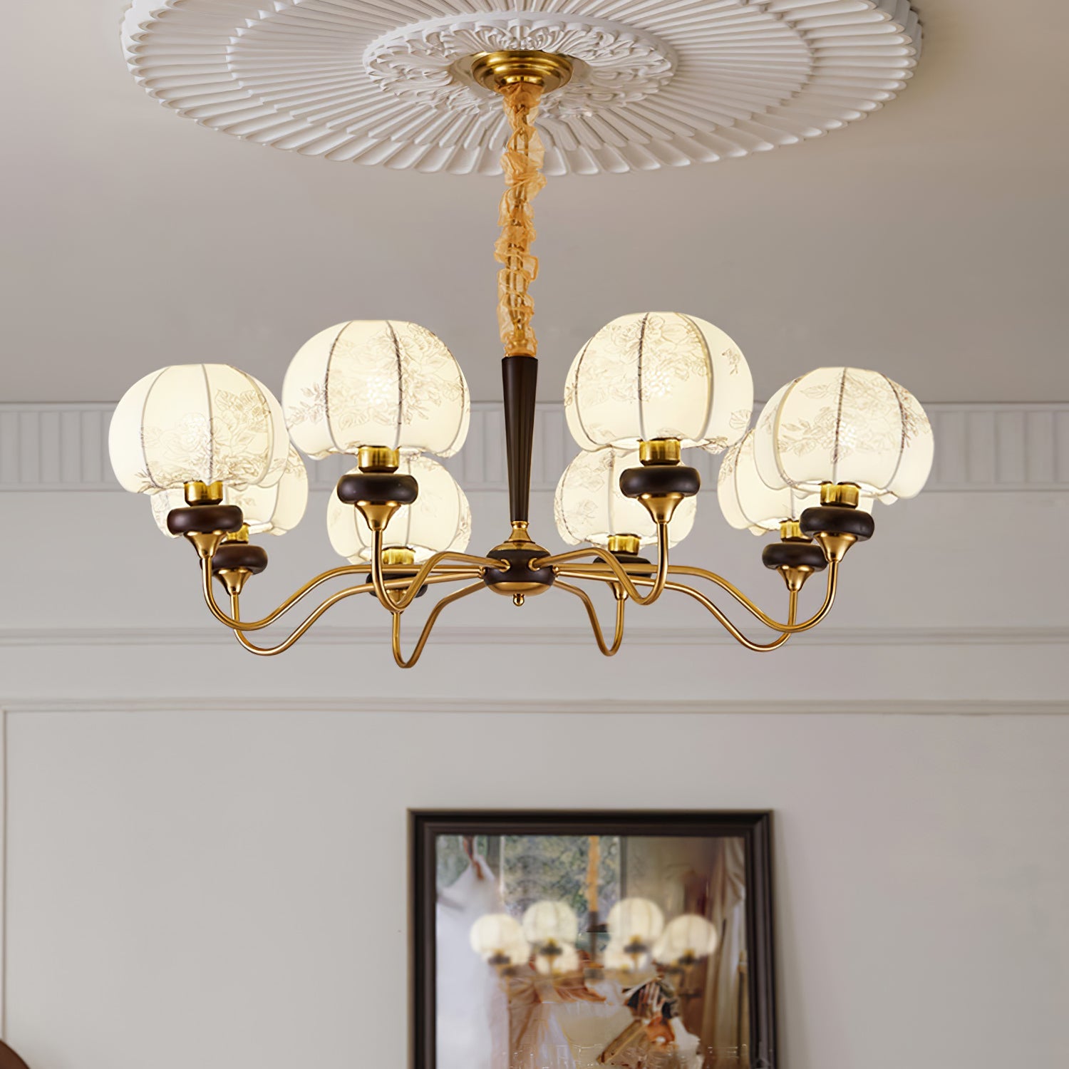 Orchid Vintage Fabric Chandelier - Blowlighting