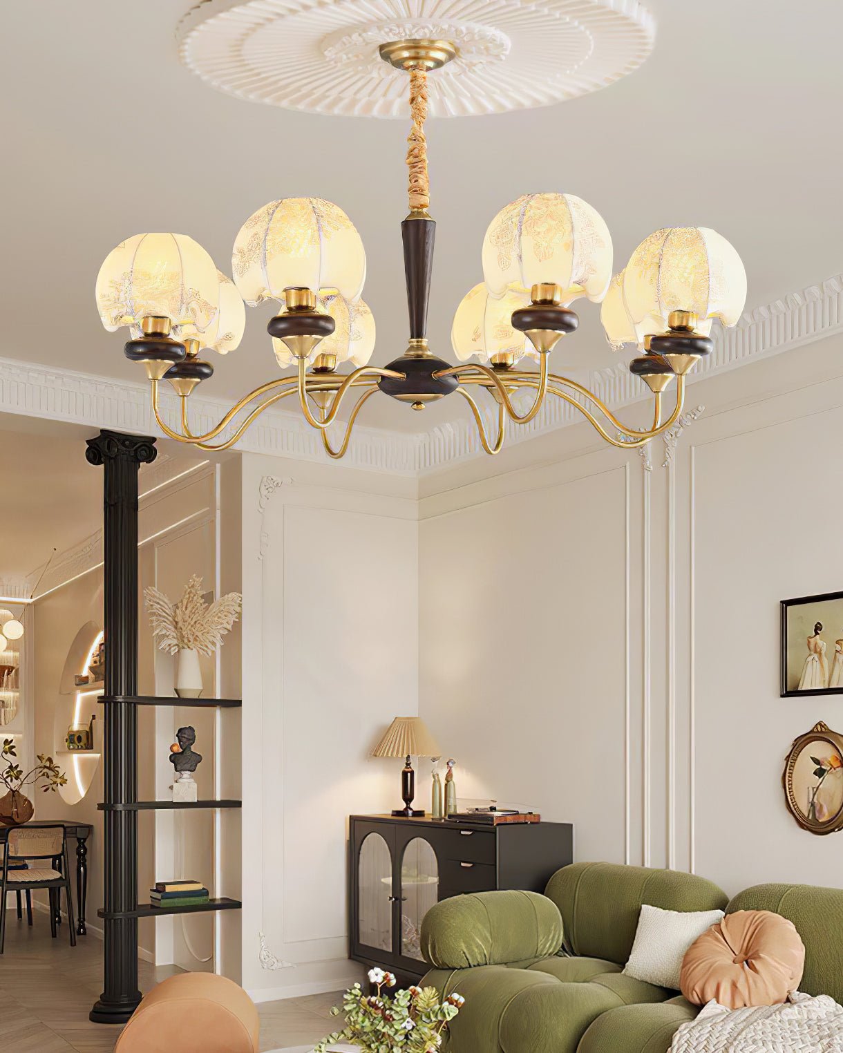 Orchid Vintage Fabric Chandelier - Blowlighting