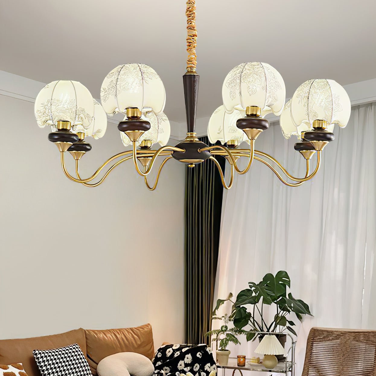 Orchid Vintage Fabric Chandelier - Blowlighting