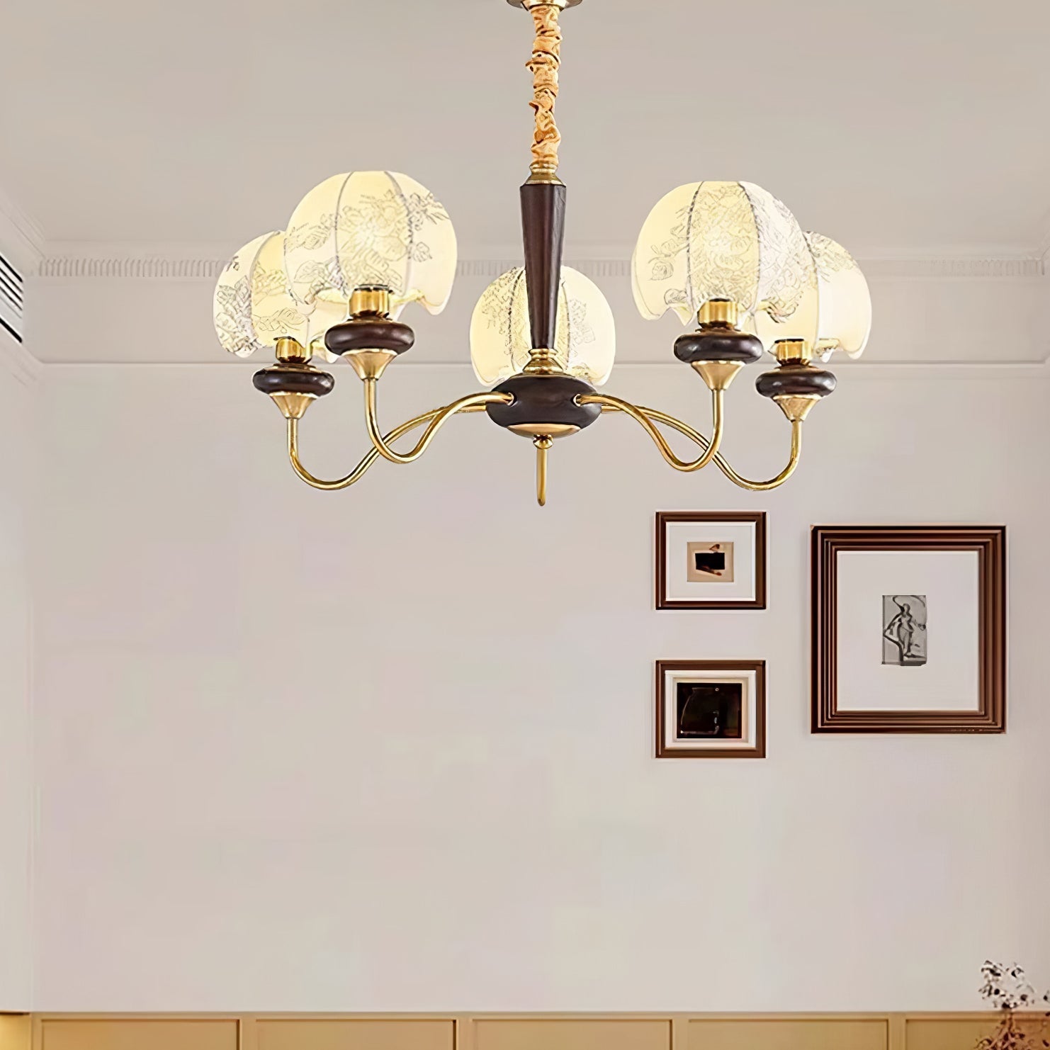 Orchid Vintage Fabric Chandelier - Blowlighting