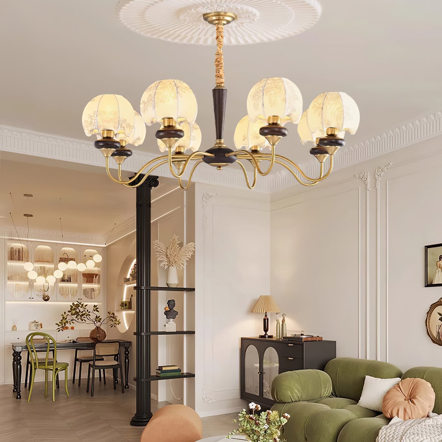 Orchid Vintage Fabric Chandelier - Blowlighting