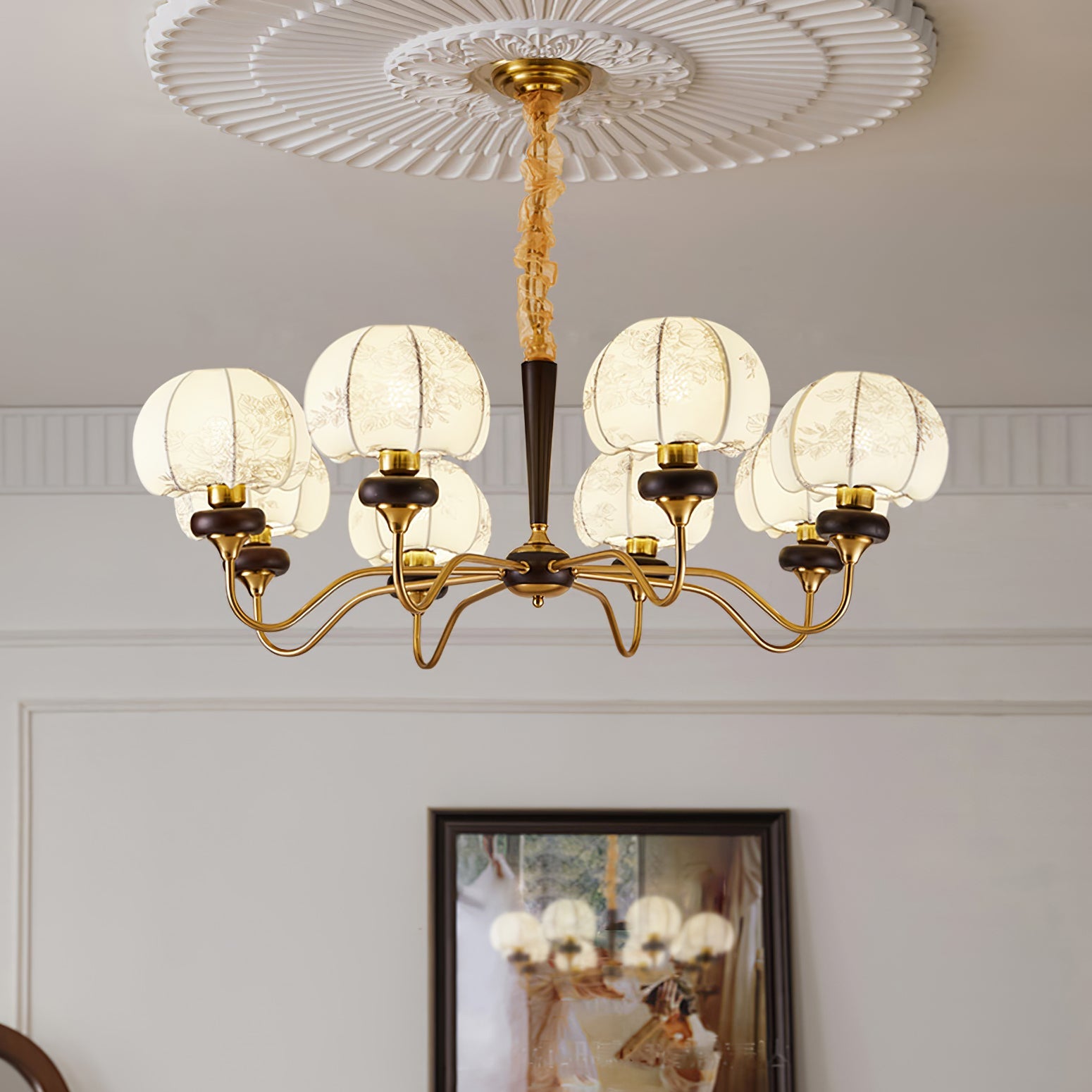 Orchid Vintage Fabric Chandelier - Blowlighting