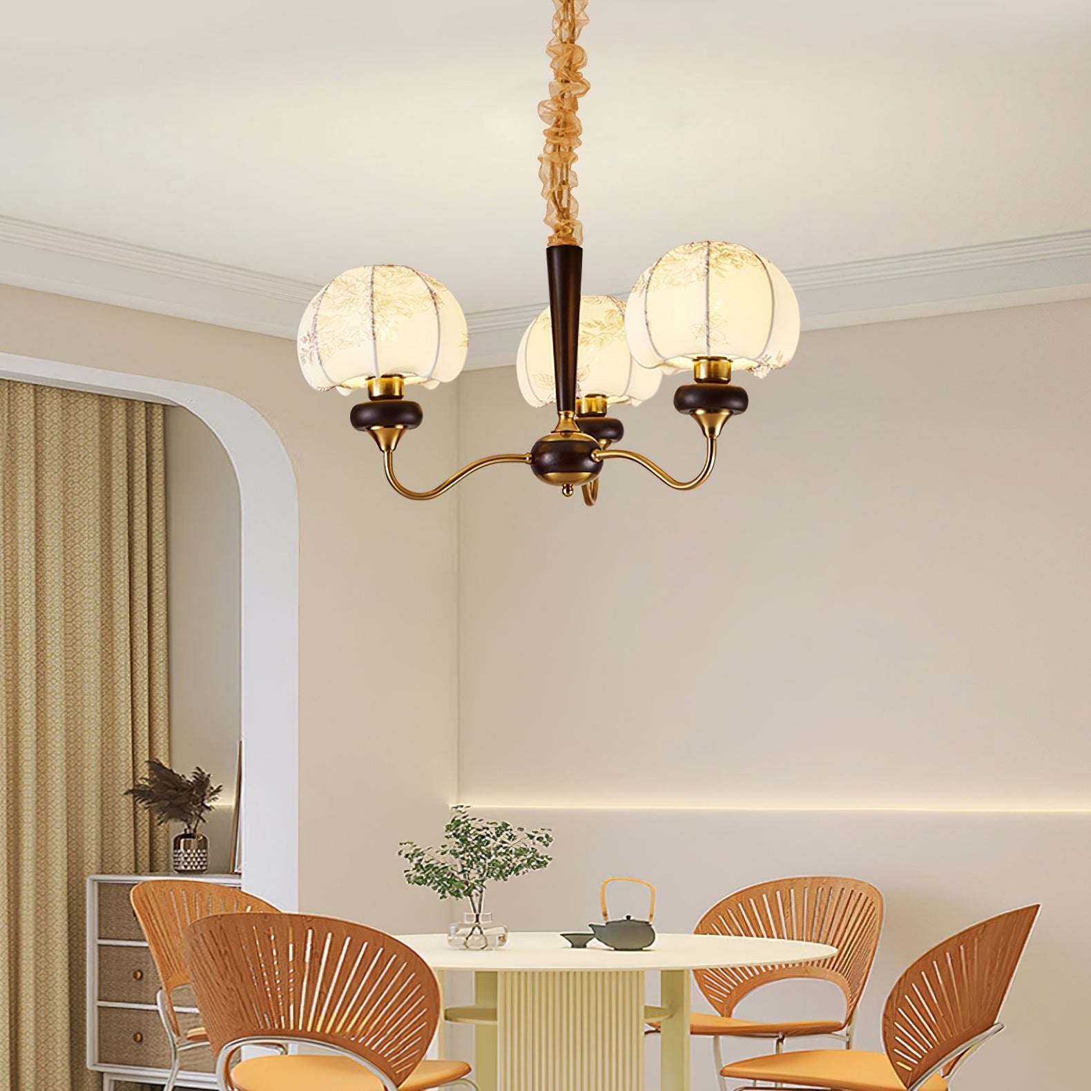 Orchid Vintage Fabric Chandelier - Blowlighting