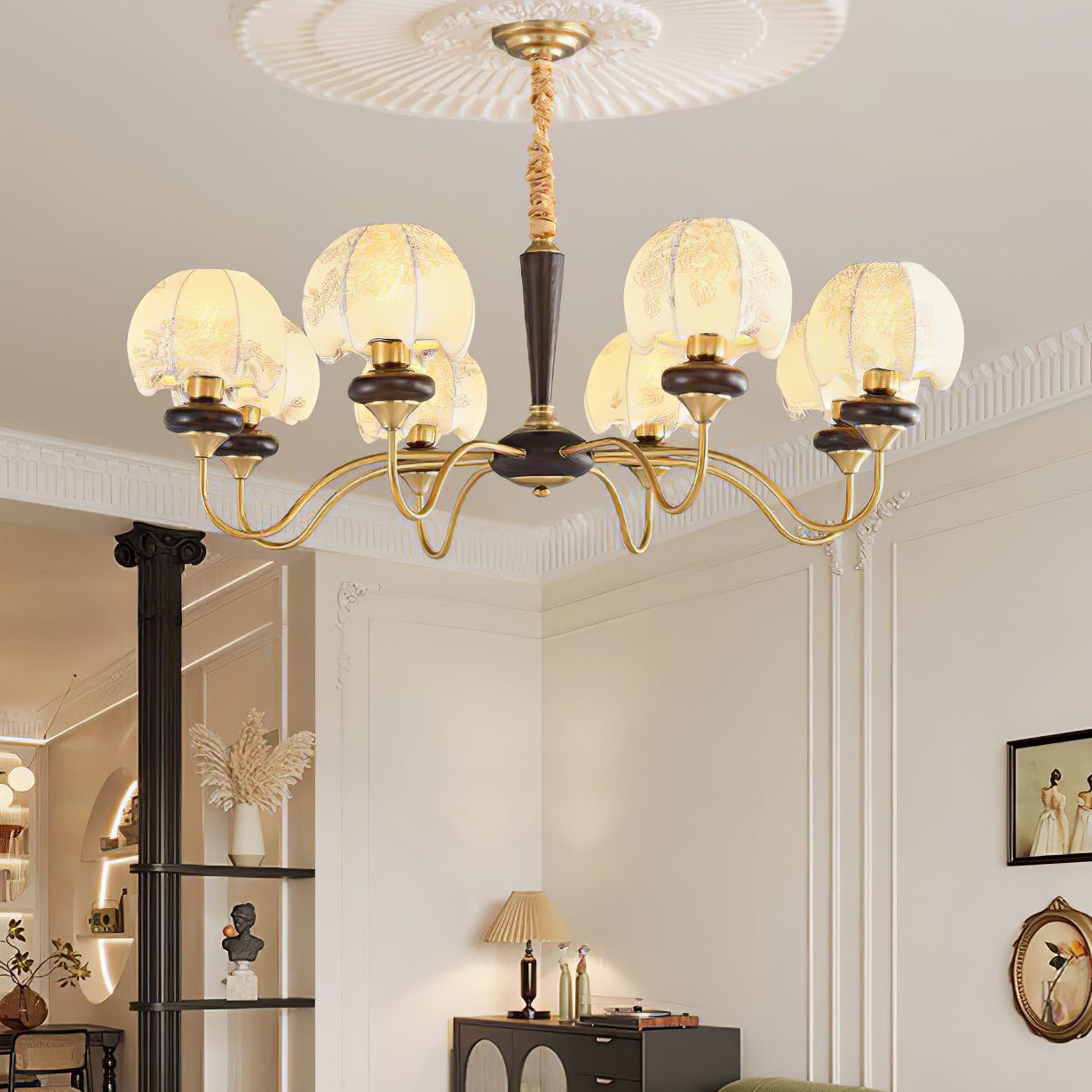Orchid Vintage Fabric Chandelier - Blowlighting