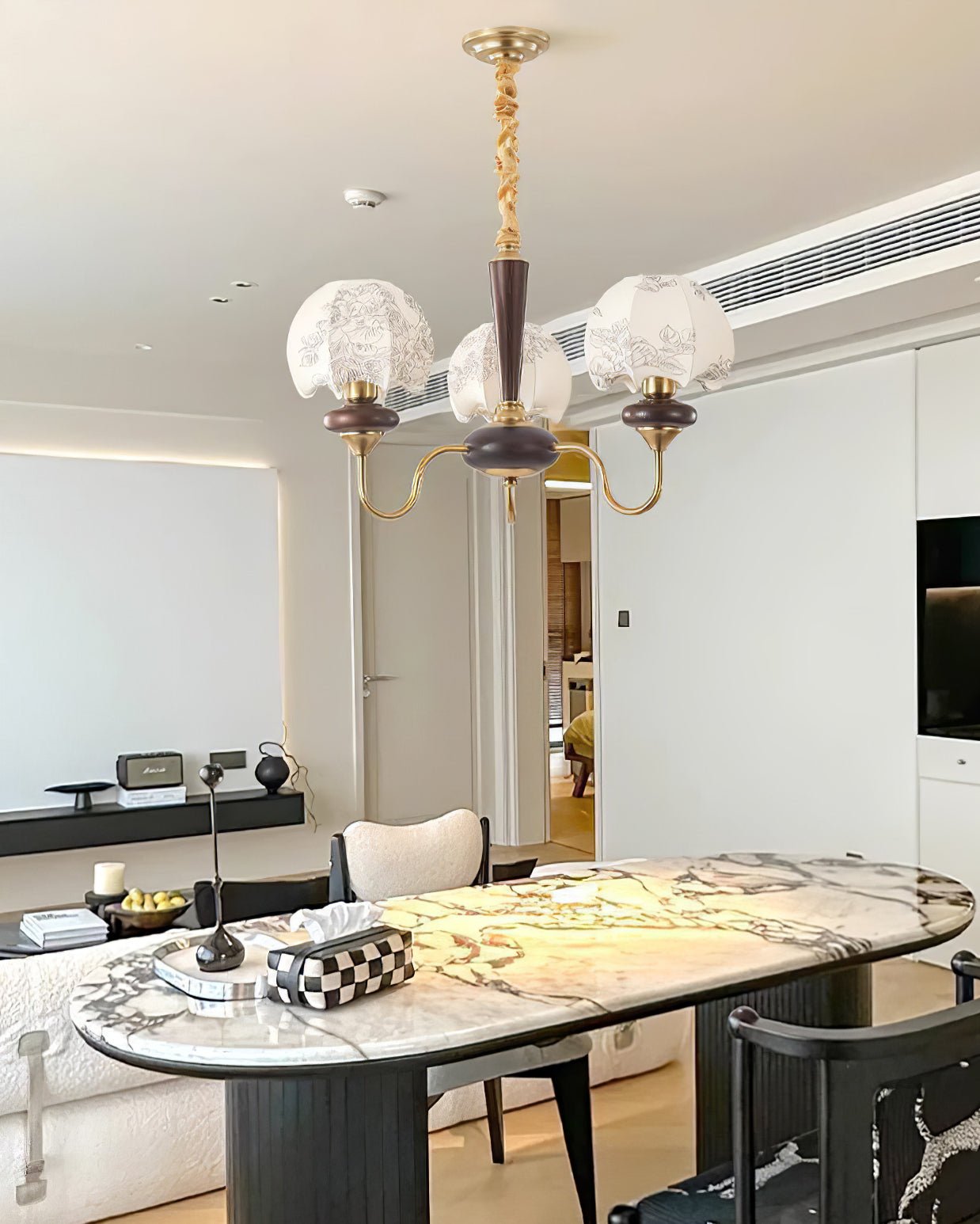 Orchid Vintage Fabric Chandelier - Blowlighting