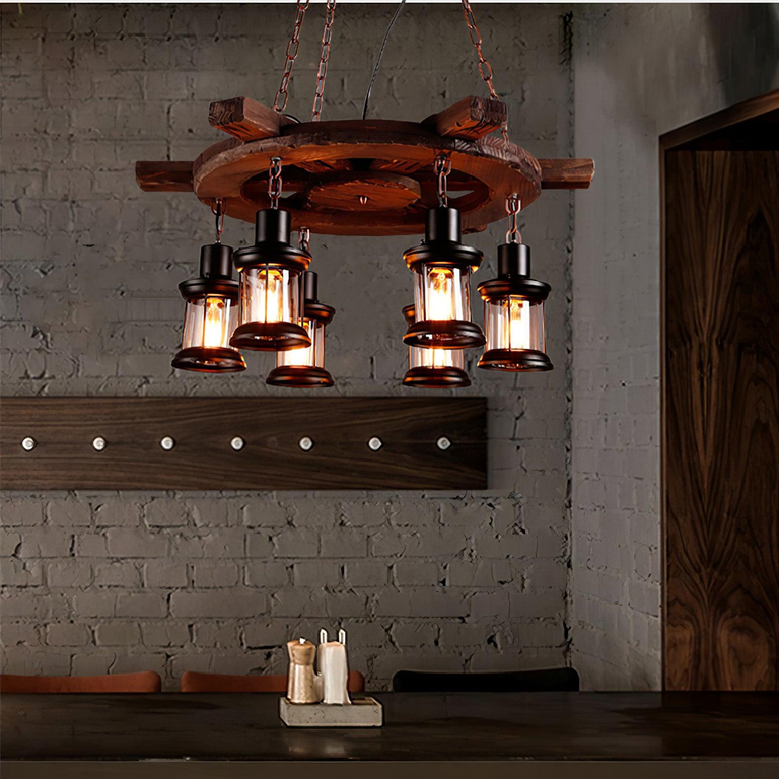 Aurzorir Vintage Wood Chandelier - Blowlighting