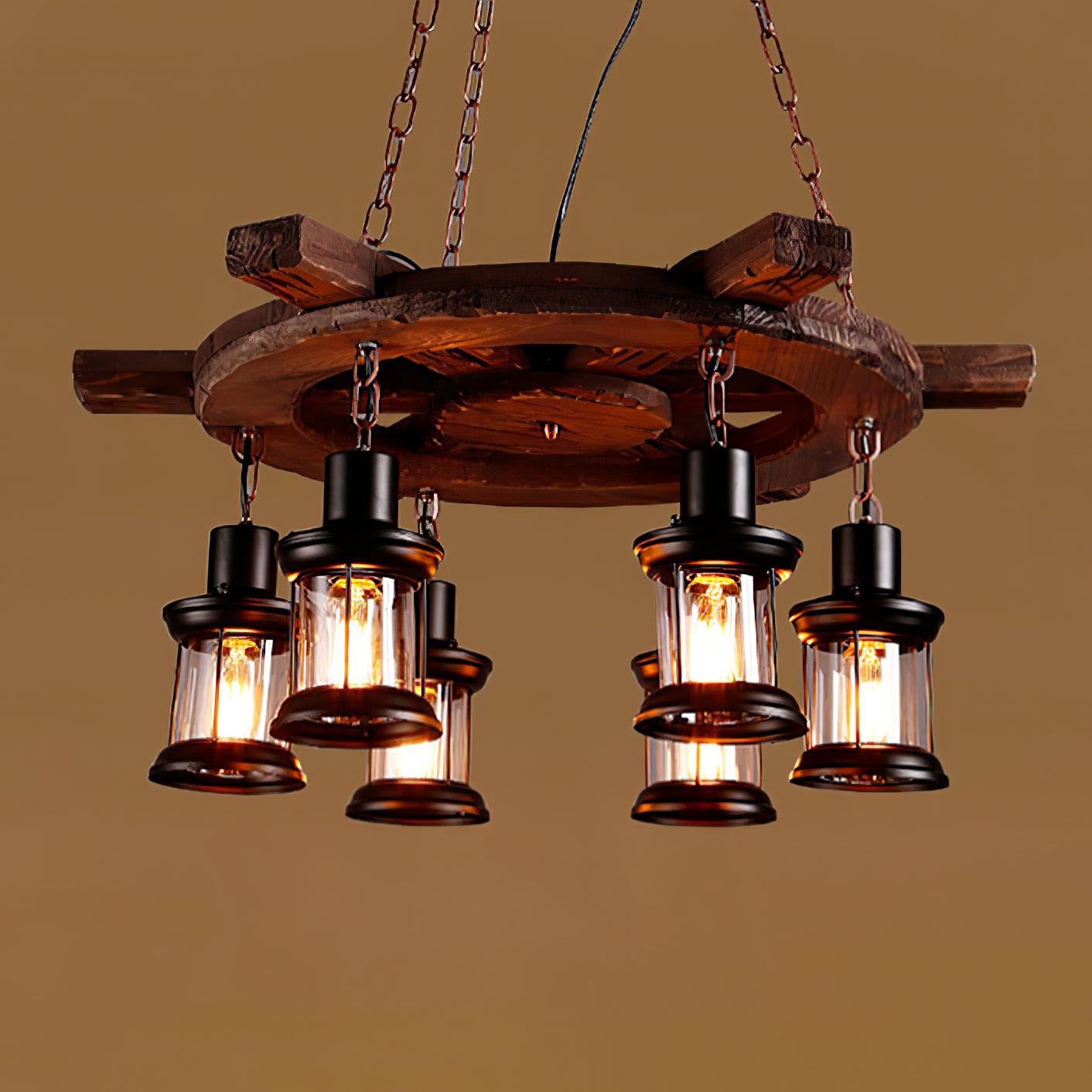 Aurzorir Vintage Wood Chandelier - Blowlighting