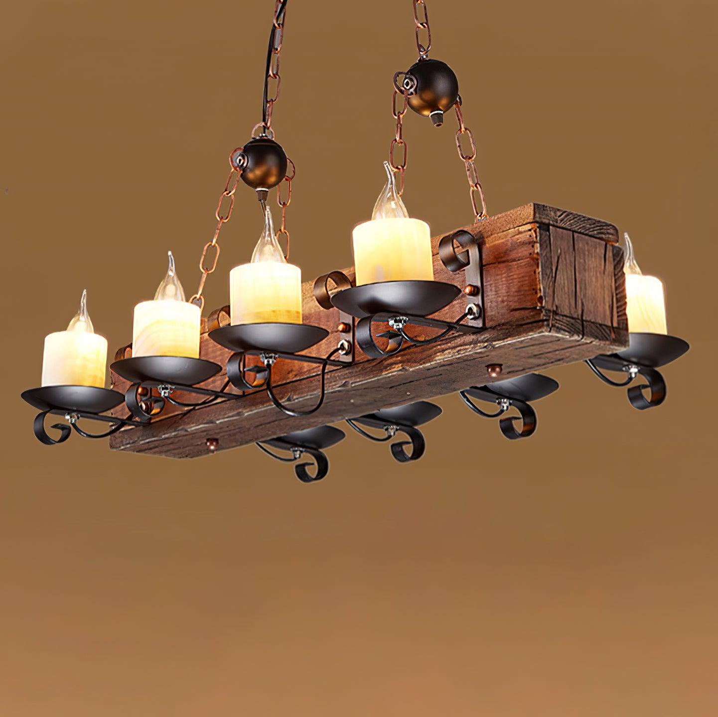 Aurzorir Vintage Wood Chandelier - Blowlighting