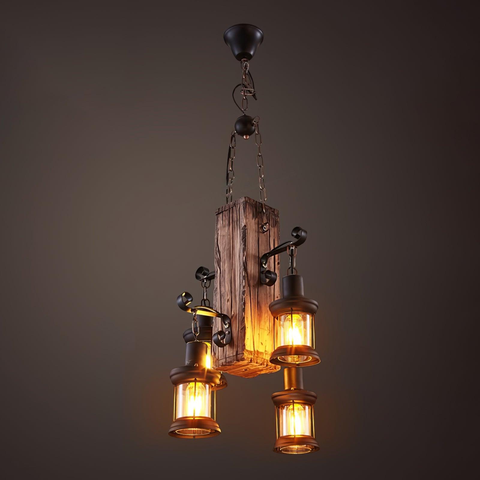 Aurzorir Vintage Wood Chandelier - Blowlighting