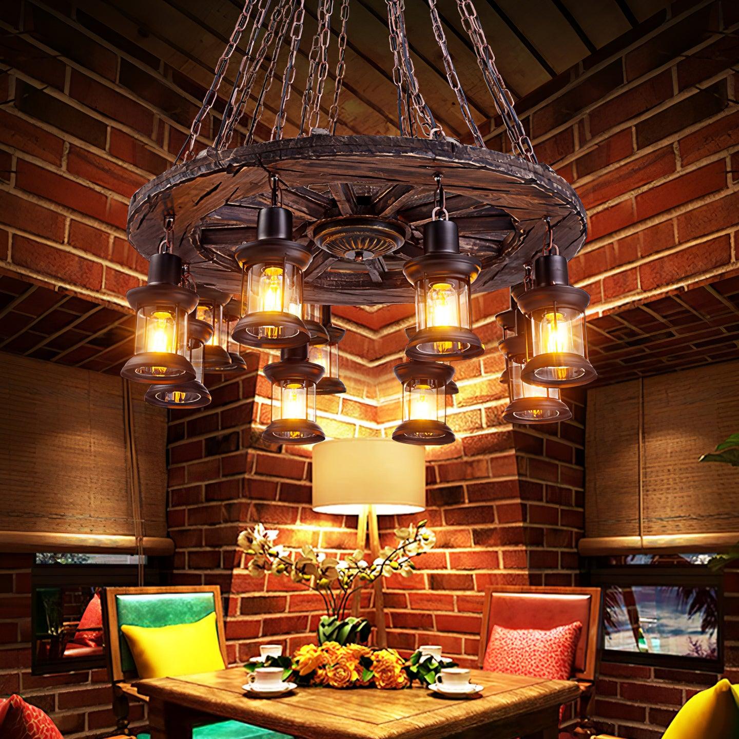 Aurzorir Vintage Wood Chandelier - Blowlighting